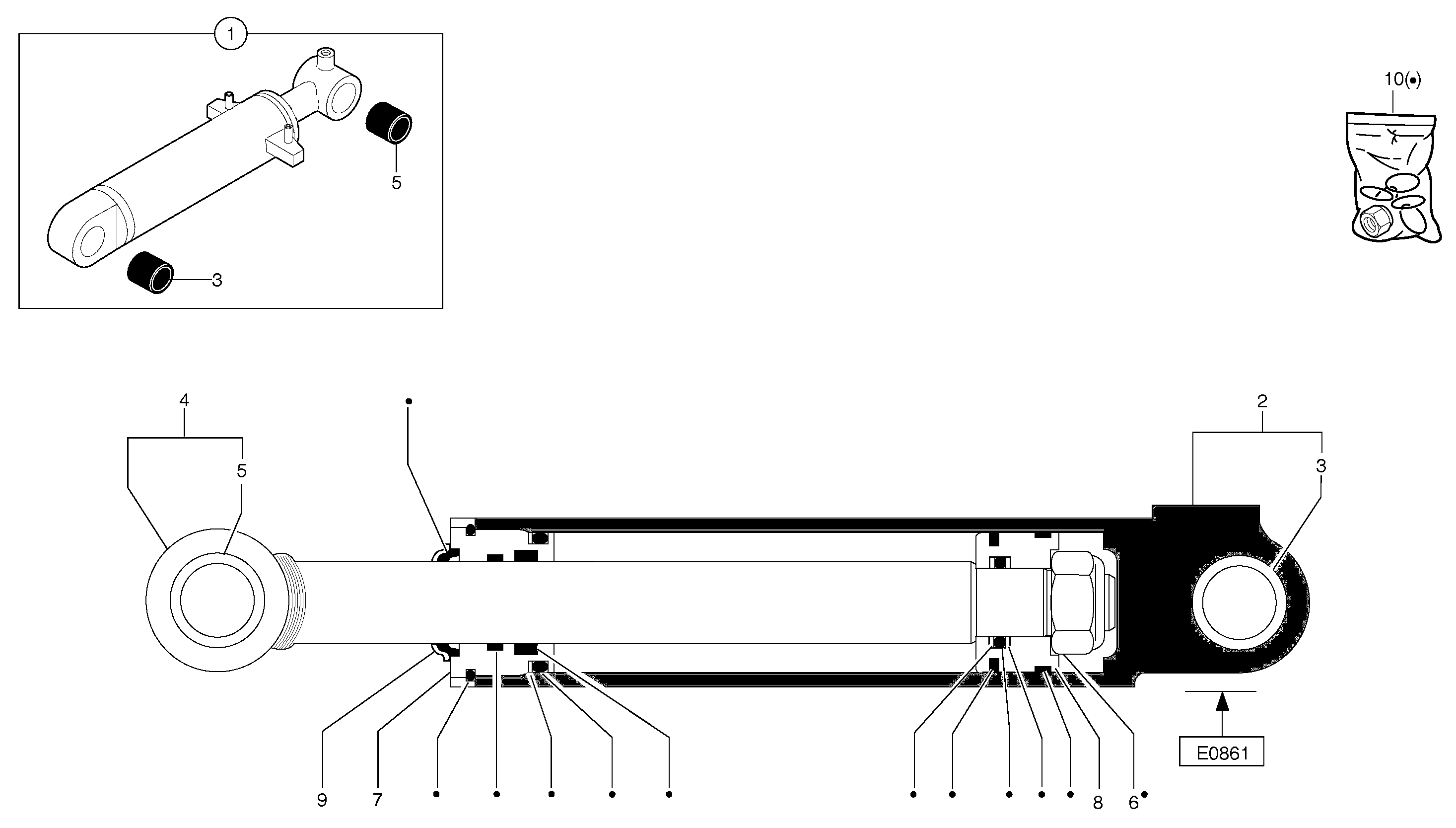 Dozer blade cylinder S/N10180 — volvo parts diagram