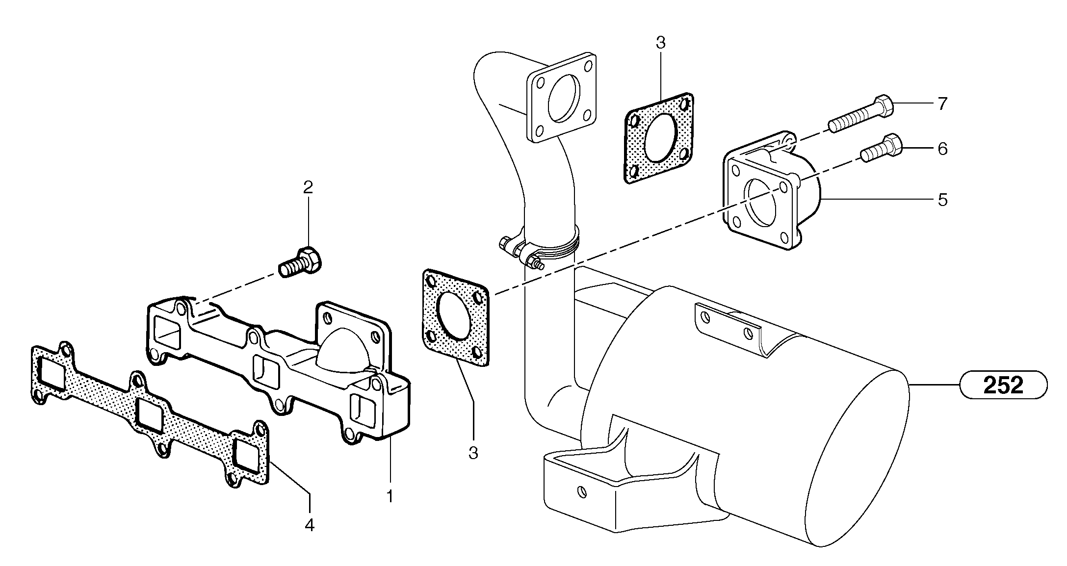 Exhaust manifold — volvo parts diagram
