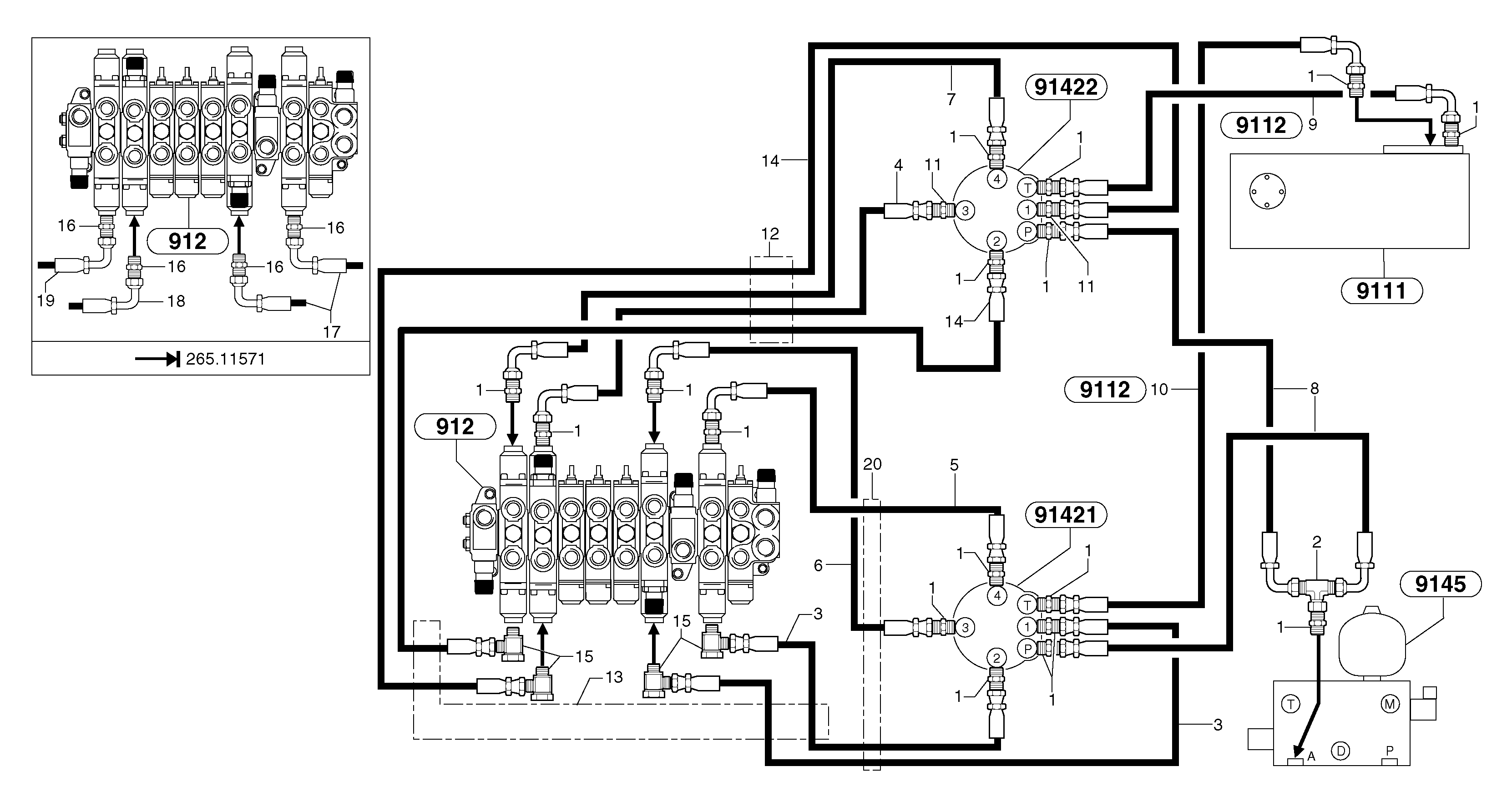 Hydr. circuit ( control's attachment ) — volvo parts diagram