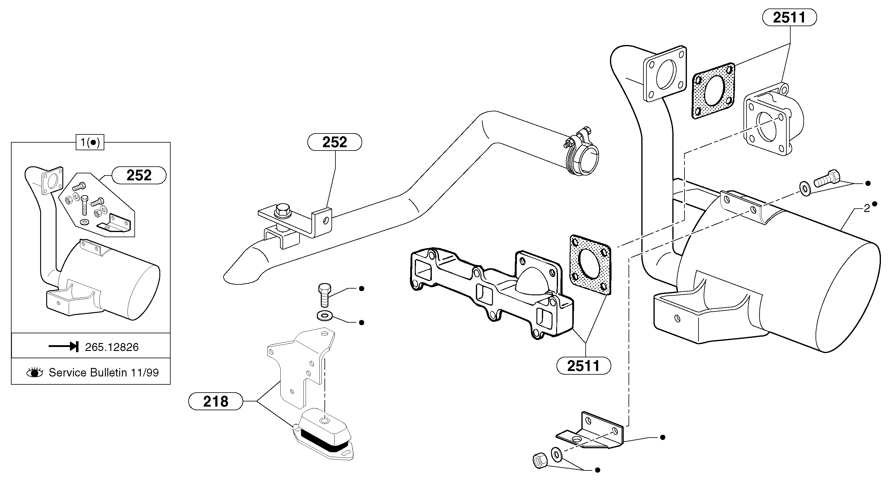 Muffler with catalytic exhaust — volvo parts diagram