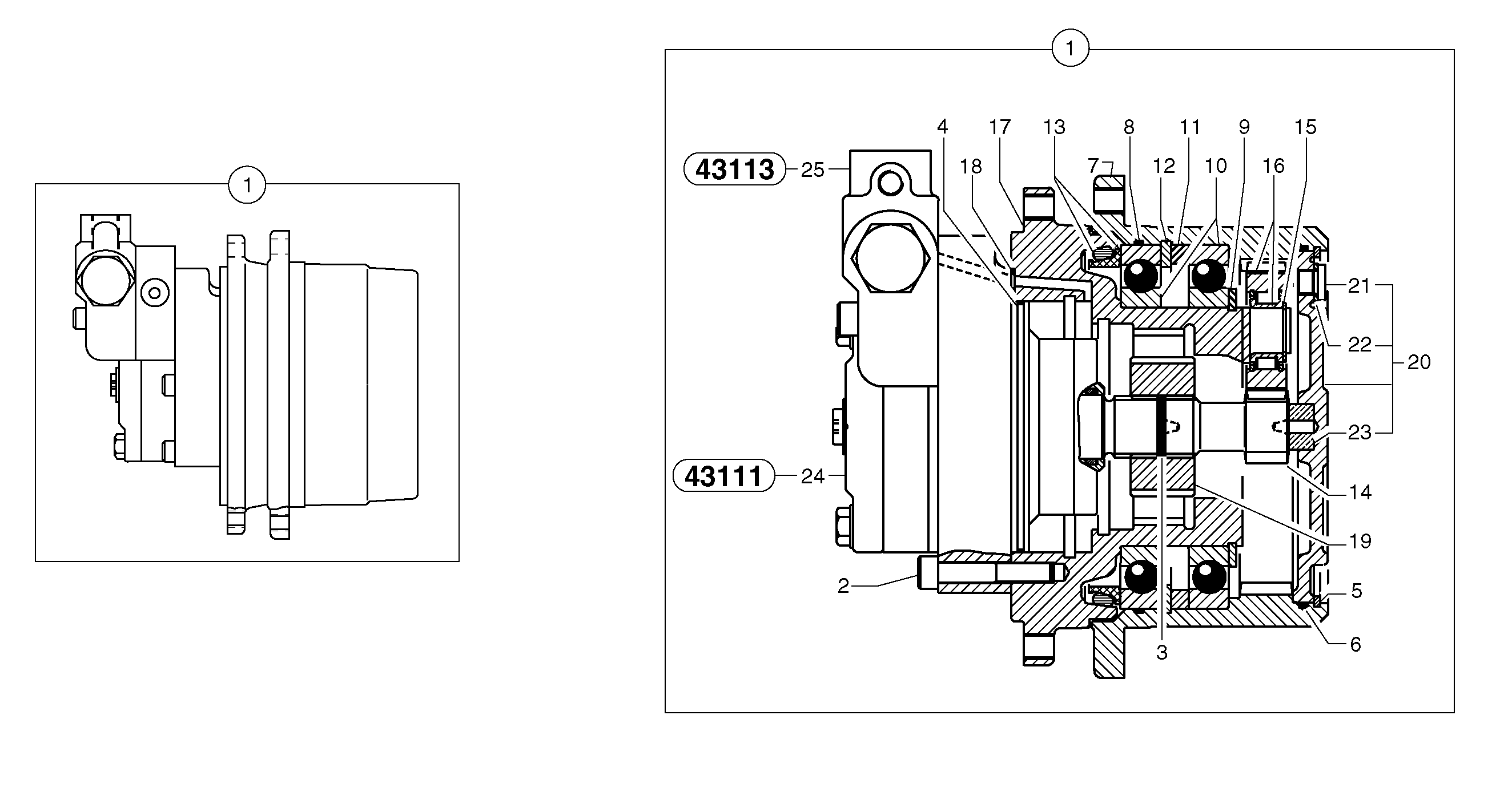 Travelling gear motor assy / without brake — volvo parts diagram