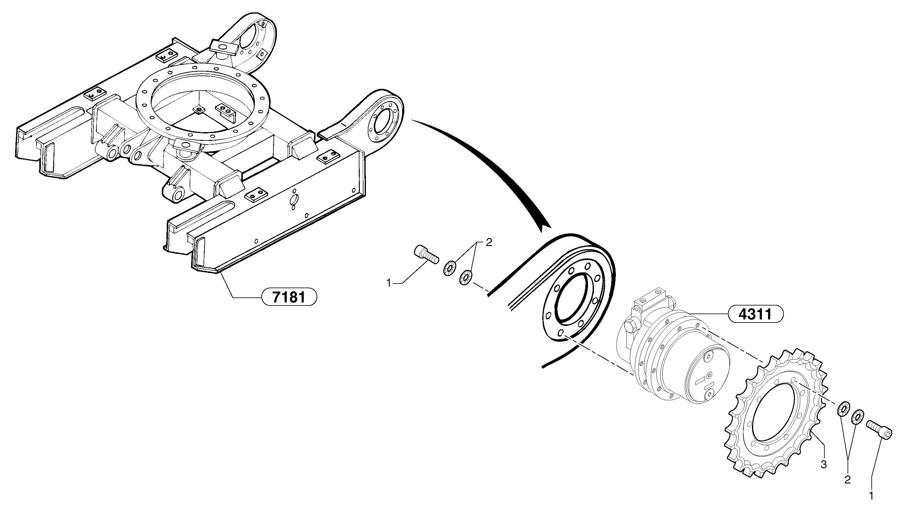Travelling gear motor assy / sprocket — volvo parts diagram