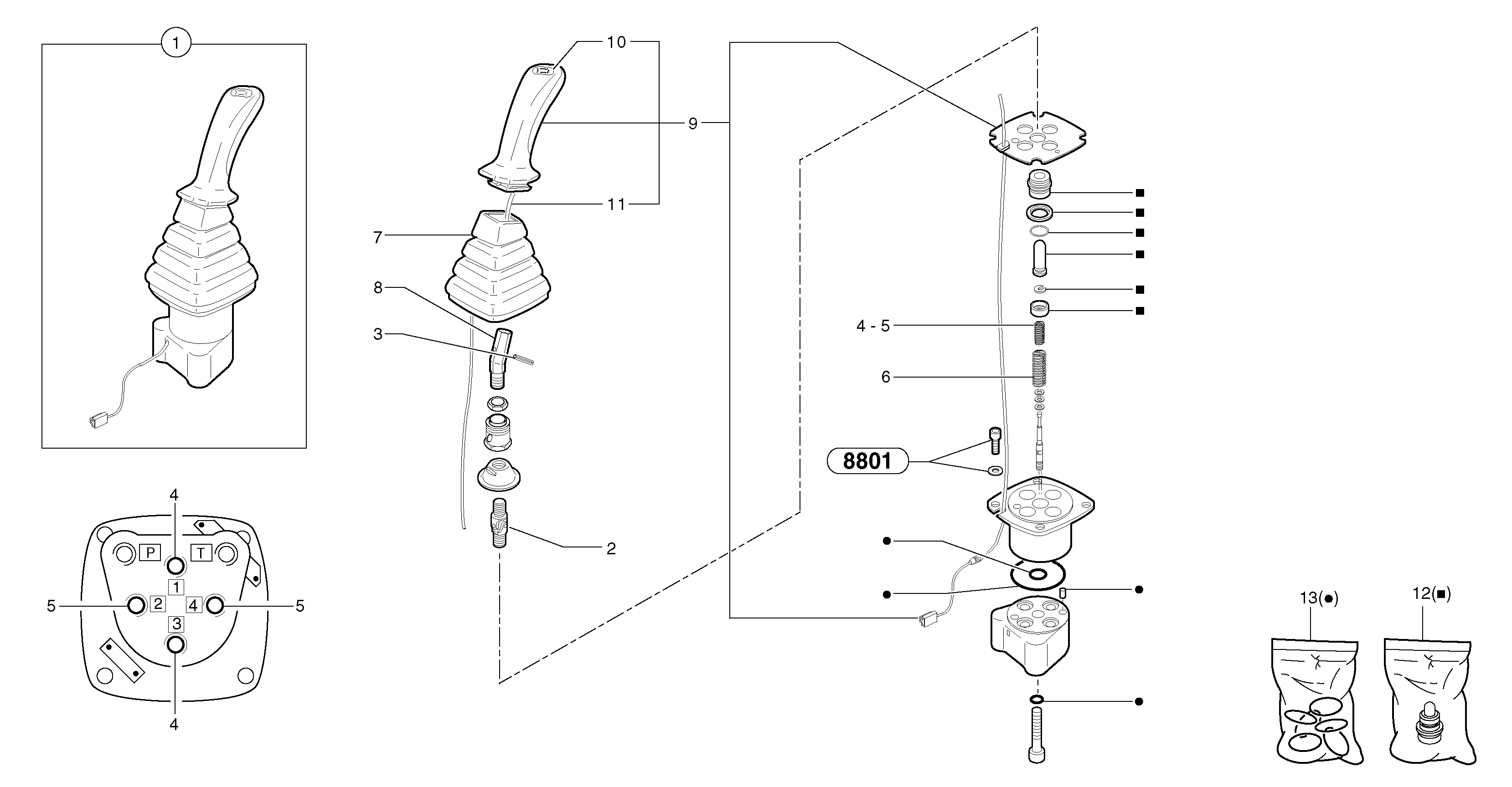 Control lever : boom / bucket ( right ) — volvo parts diagram