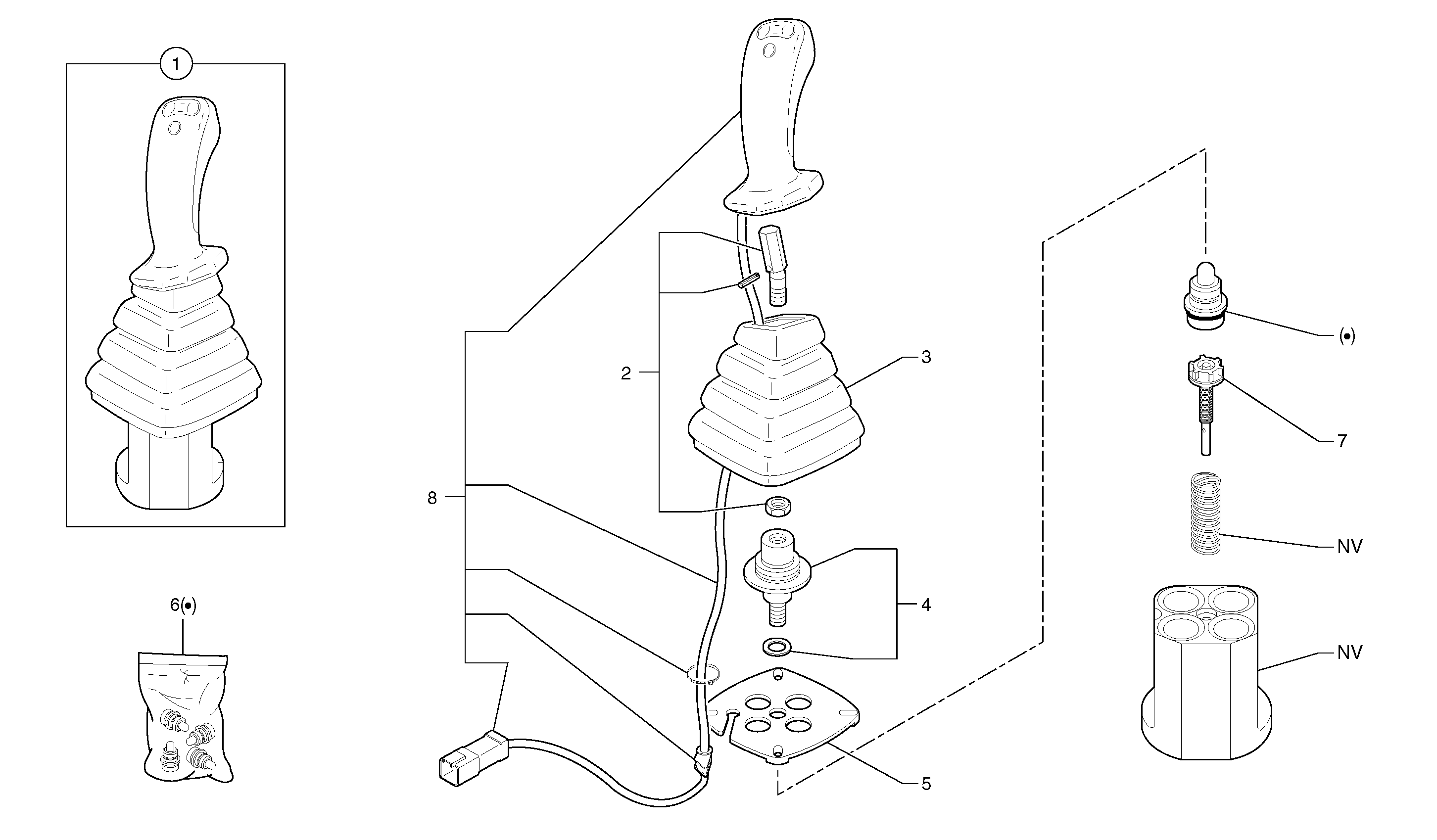 Control lever : boom / bucket ( right ) — volvo parts diagram