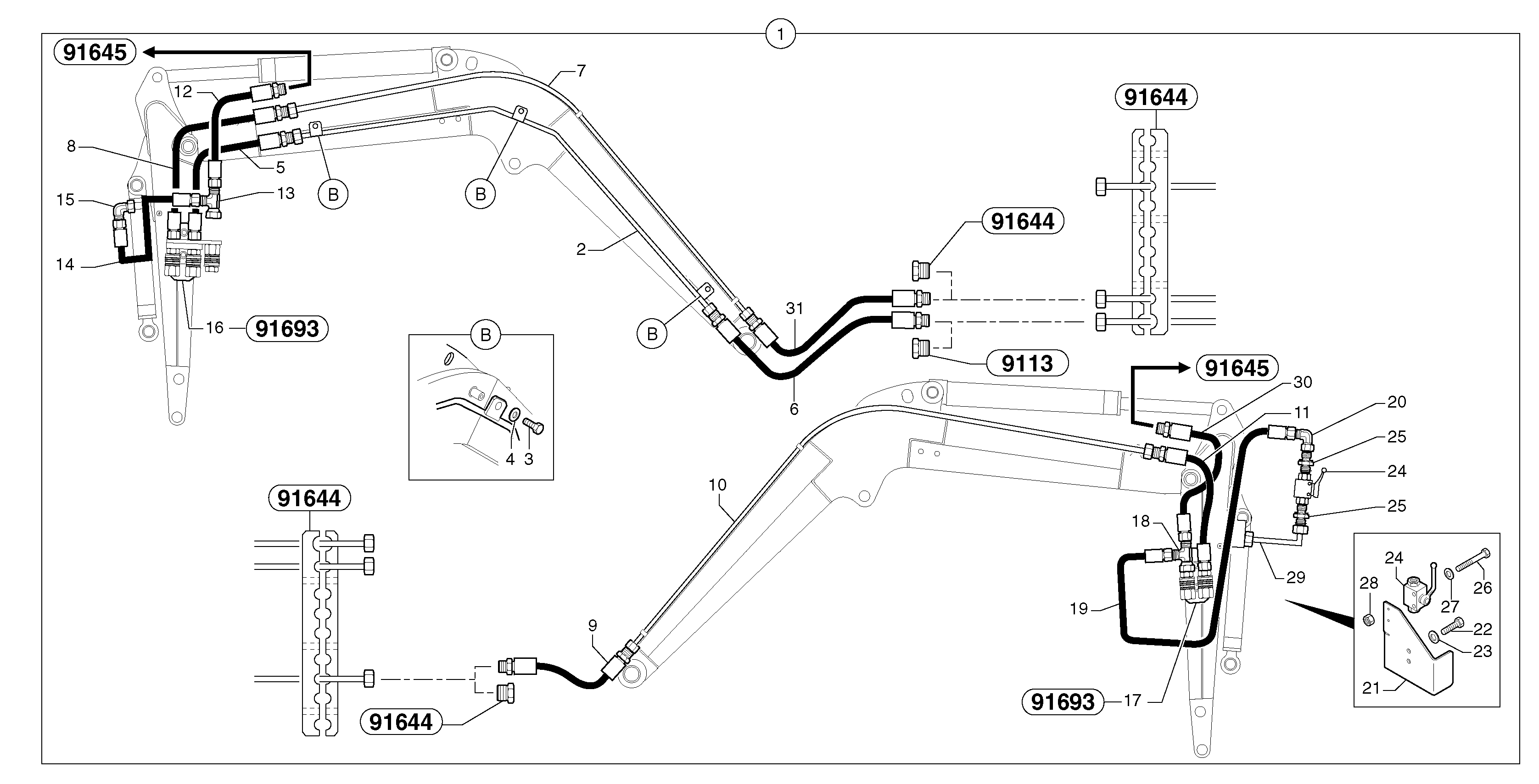Hydr. circuit. ( attachment ) ( grab jaw ) — volvo parts diagram