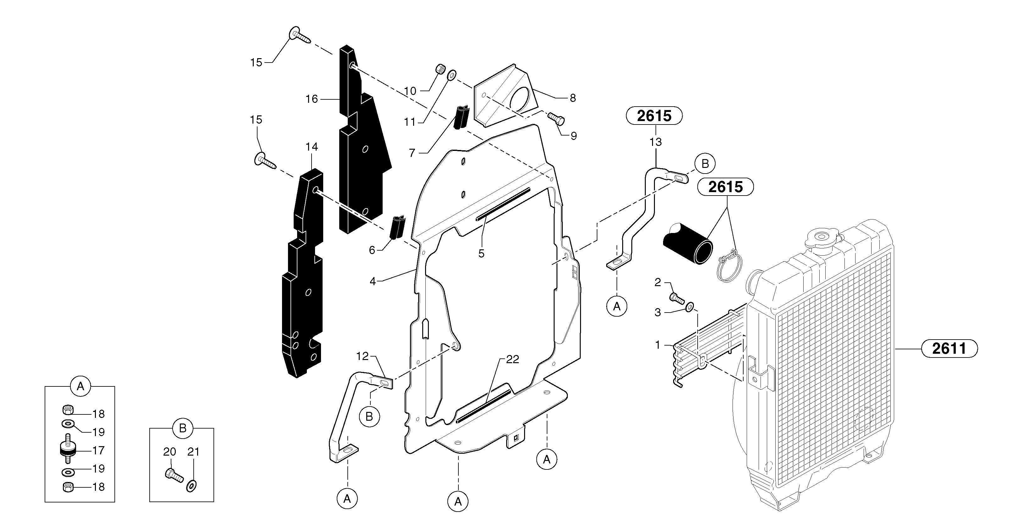 Radiator installation — volvo parts diagram