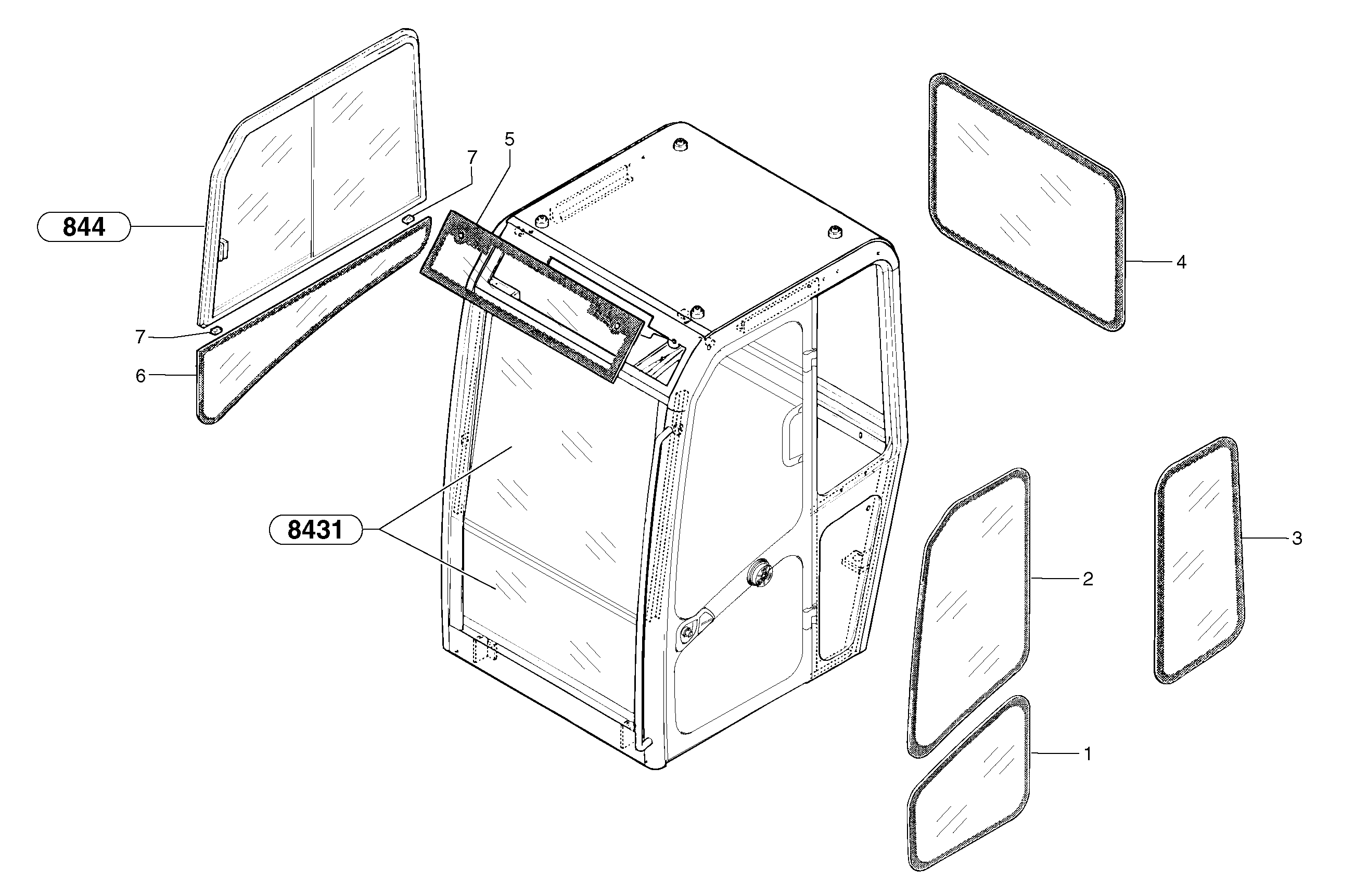 Cab : glass  CAB 45/96/001 - CAB 17/99/024 — volvo parts diagram