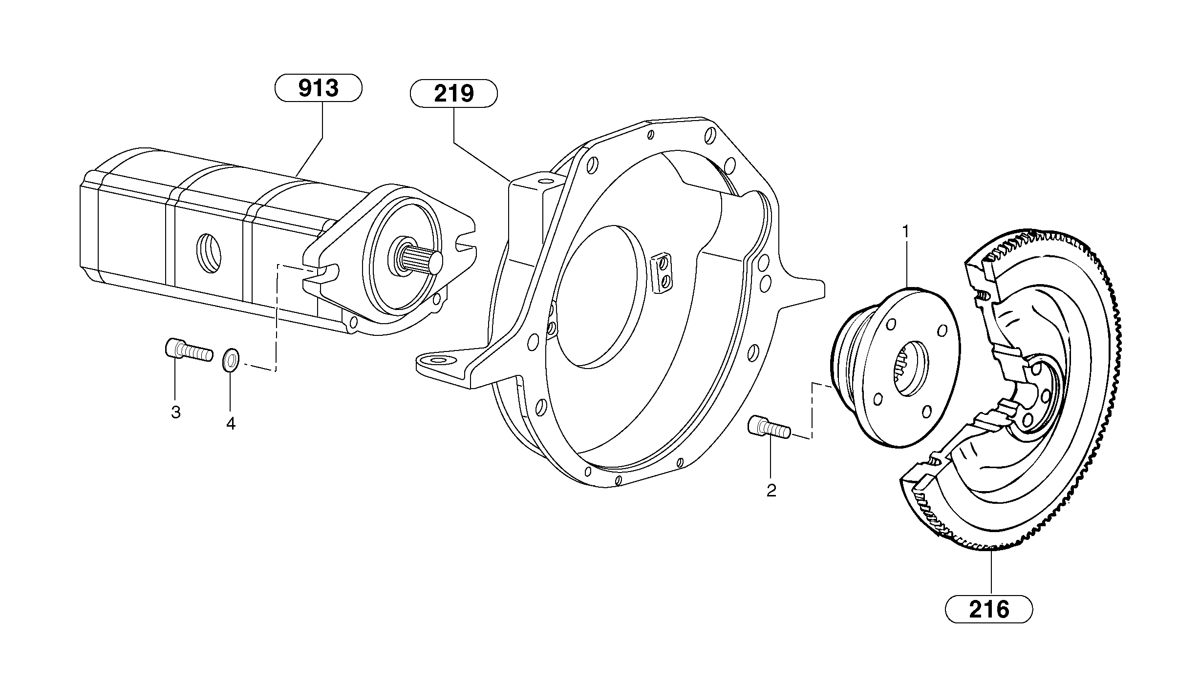 Engine coupling / hydraulic pump — volvo parts diagram