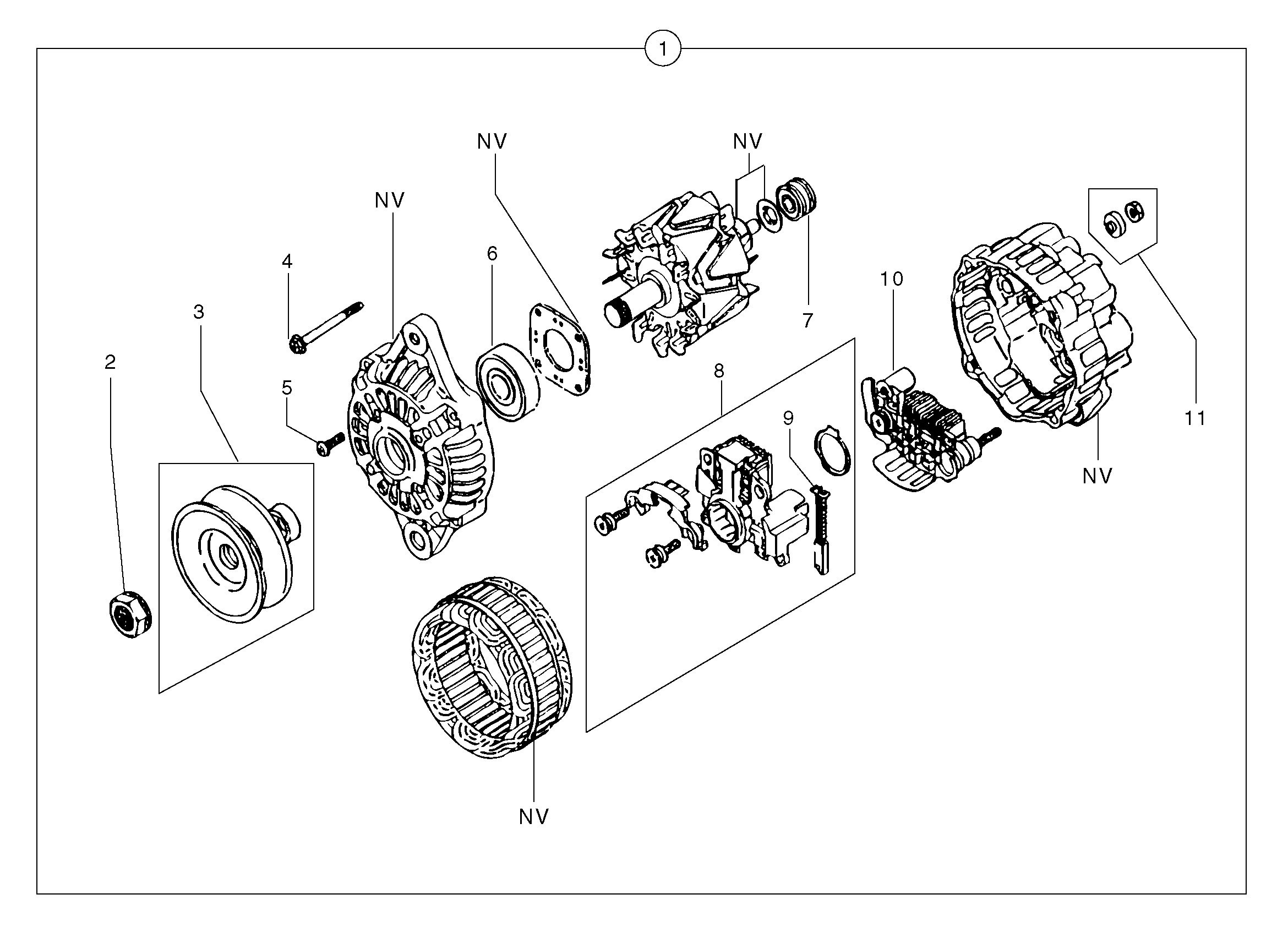 Alternator  L3E2-63ESA,ENG 65215 -,12V-40A — volvo parts diagram