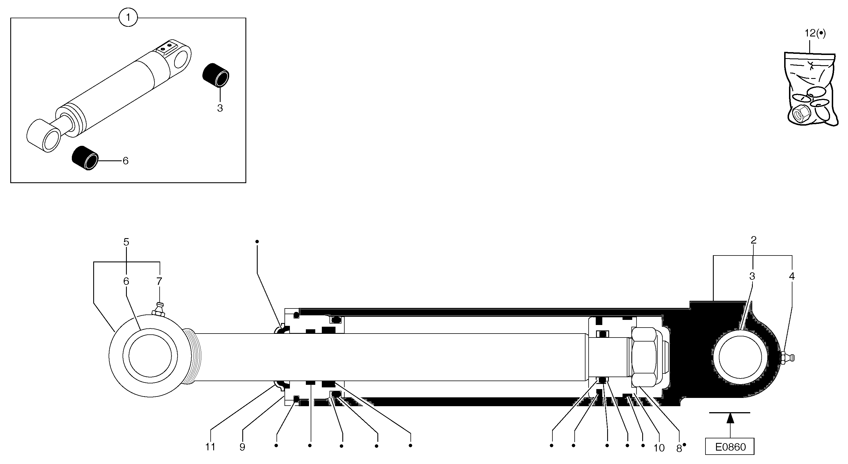 Bucket cylinder  S/N60176 — volvo parts diagram