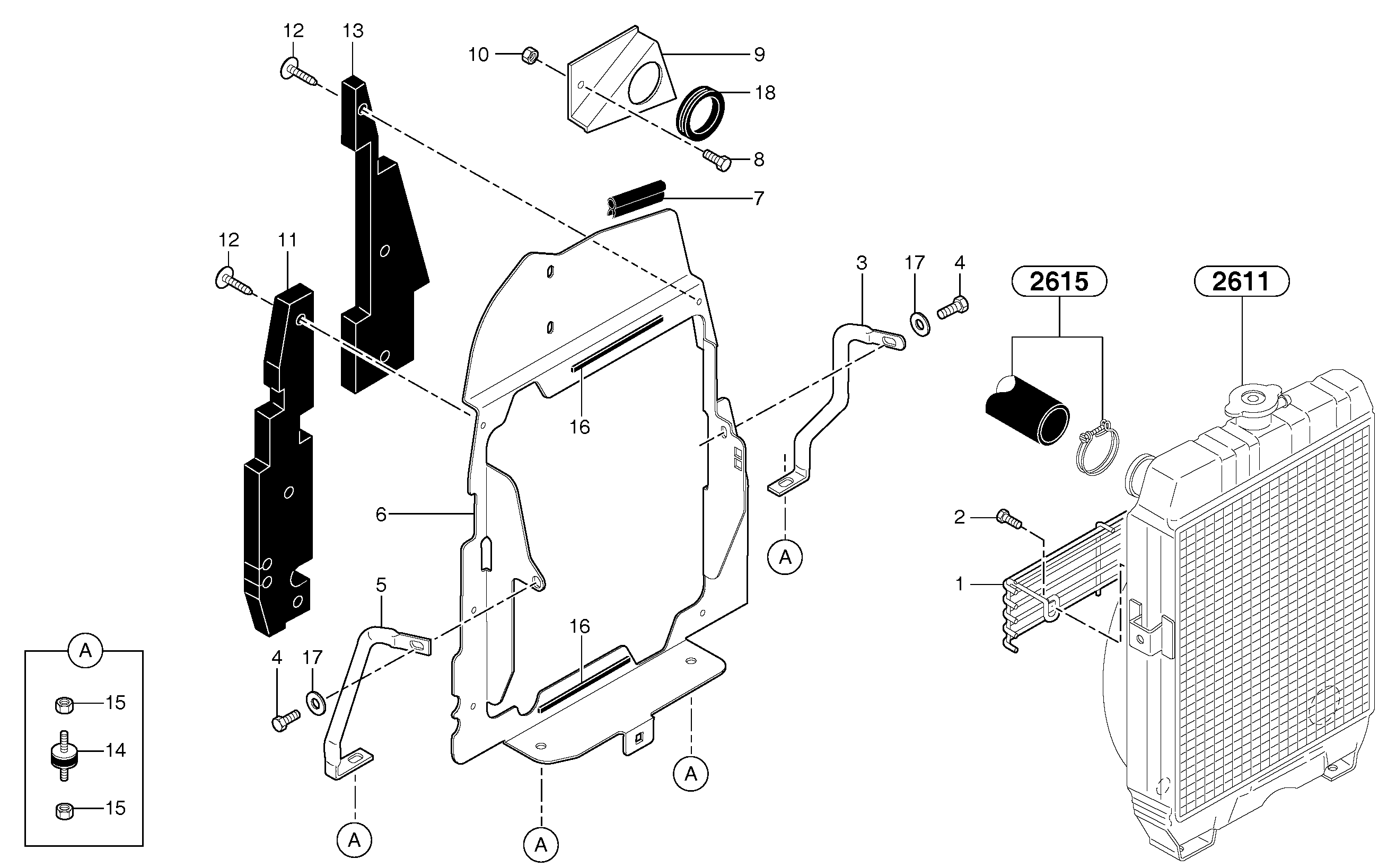 Radiator installation — volvo parts diagram