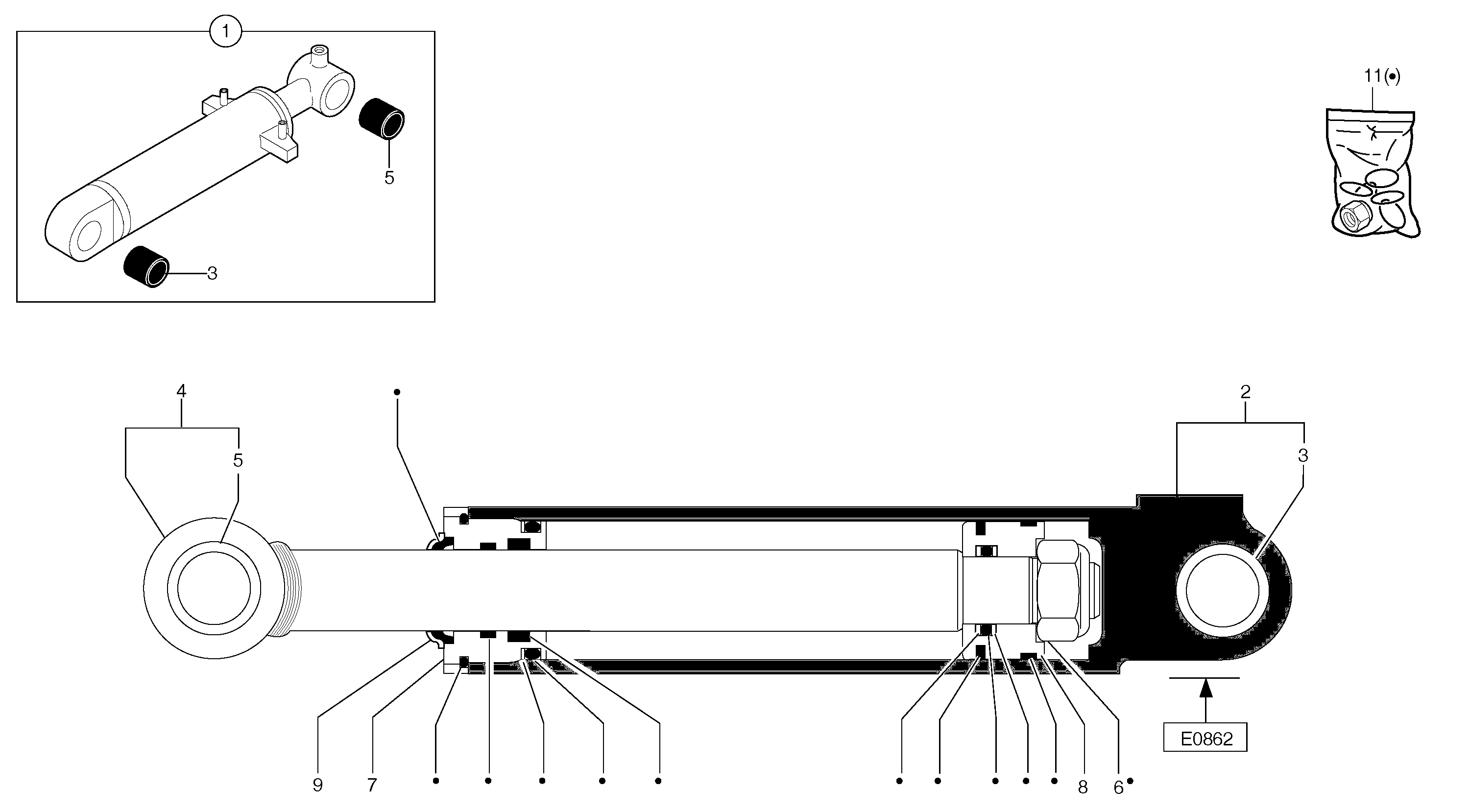 Dozer blade cylinder  S/N60176 — volvo parts diagram