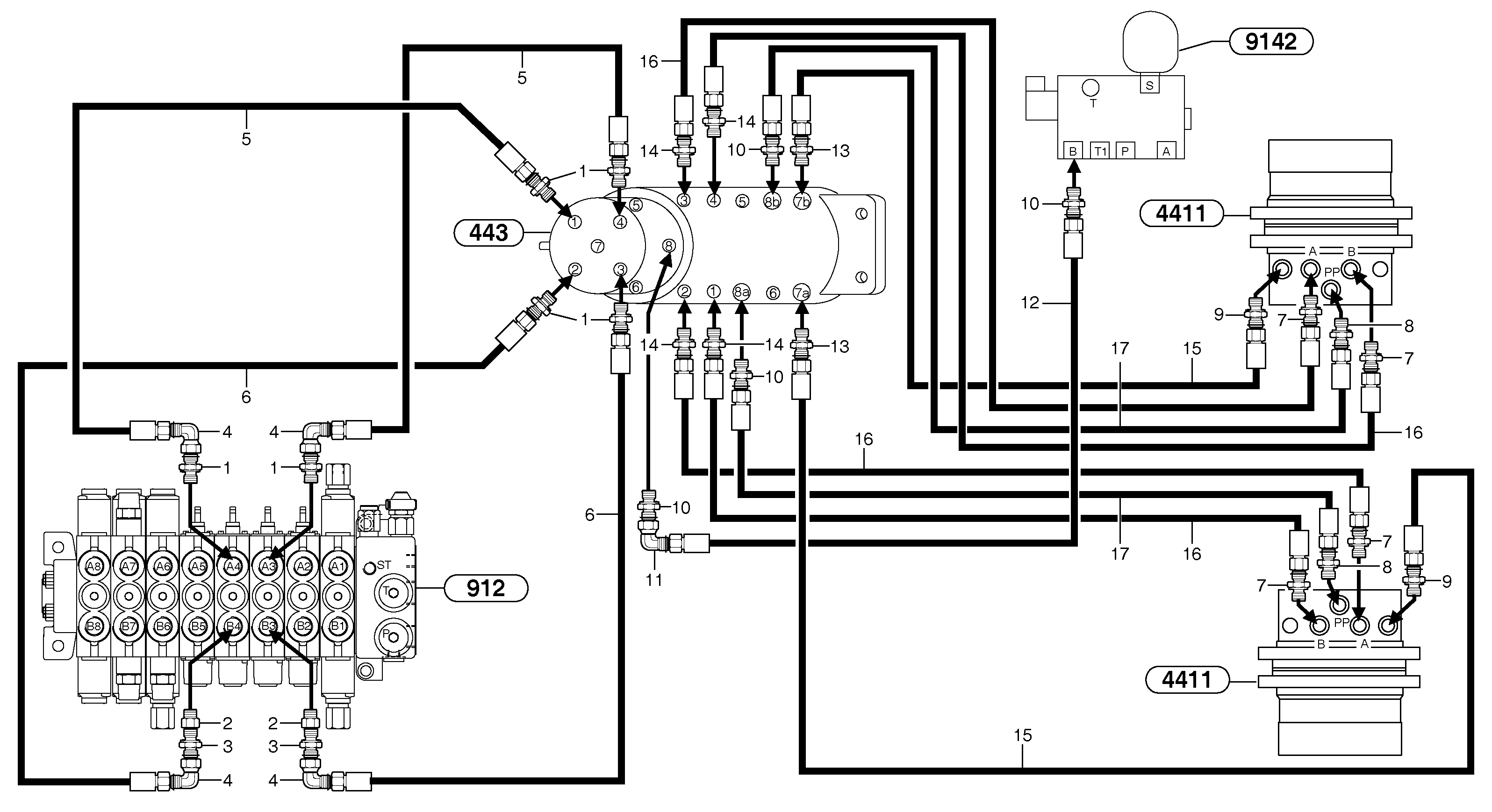 Hydr. circuit. ( travelling ) — volvo parts diagram