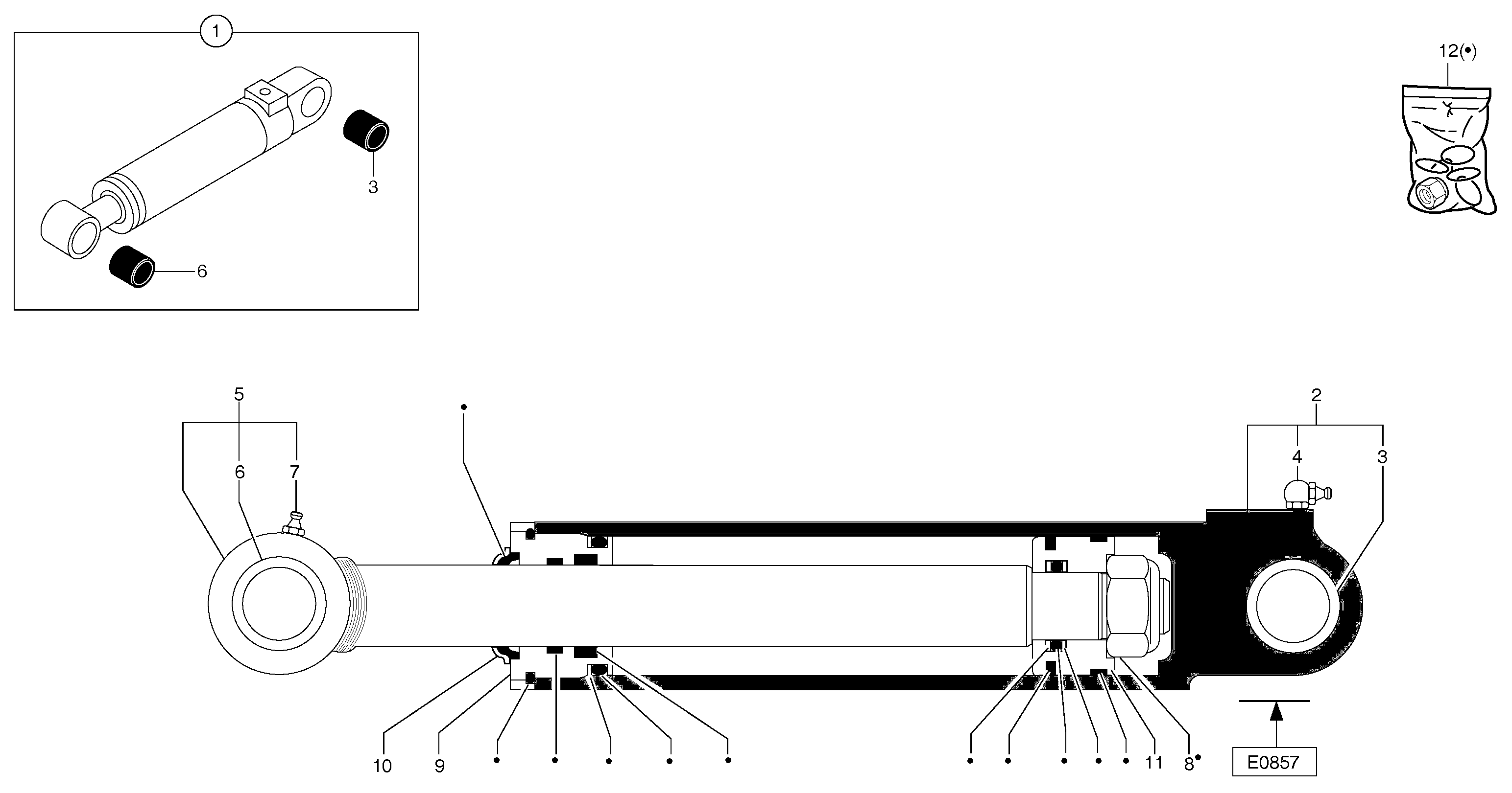 Dipper arm cylinder  S/N60176 — volvo parts diagram
