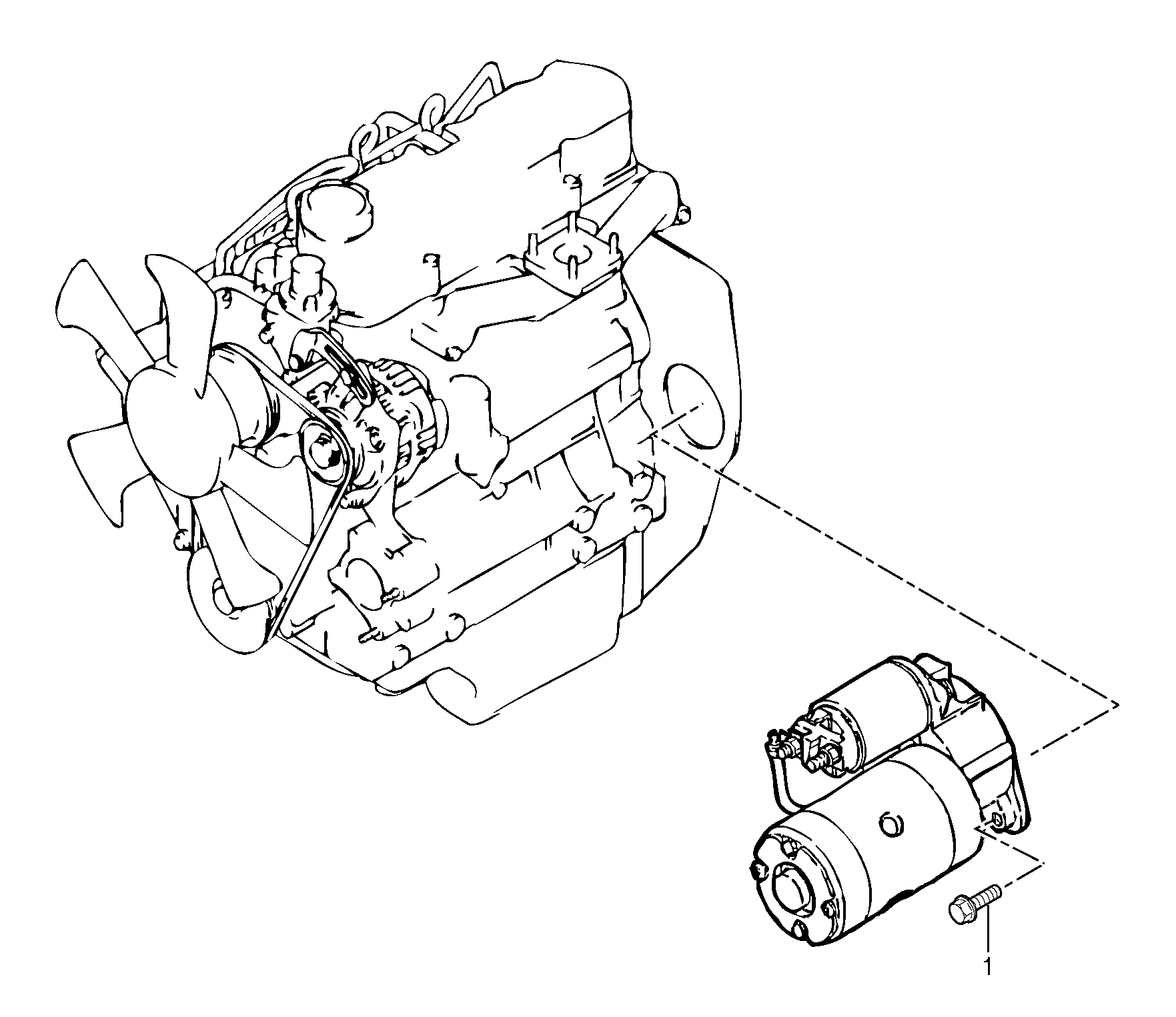 Starter motor installation — volvo parts diagram