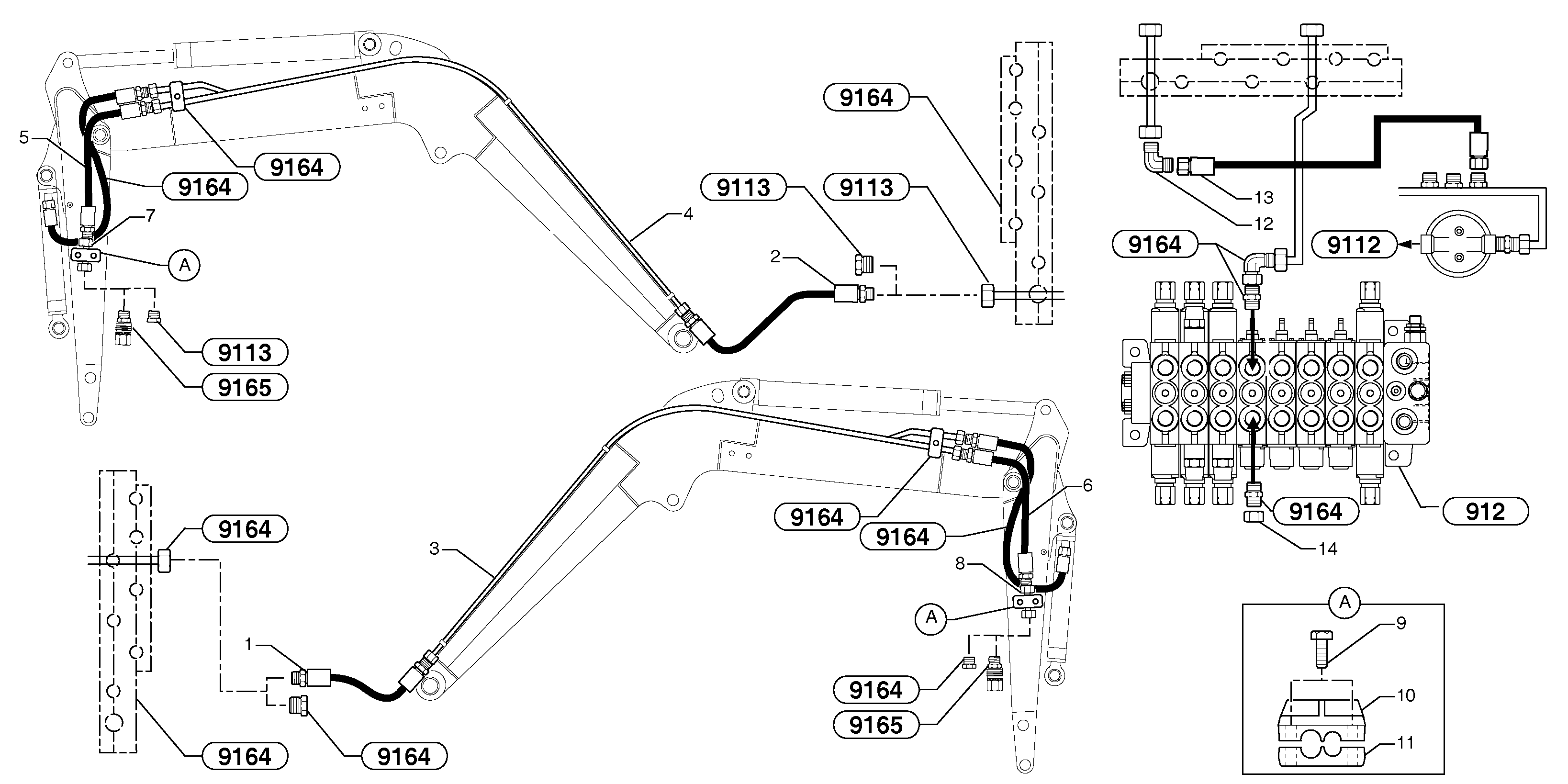 Hydraulic circuit(accessoires-40l/mn-10,56usgpm) — volvo parts diagram