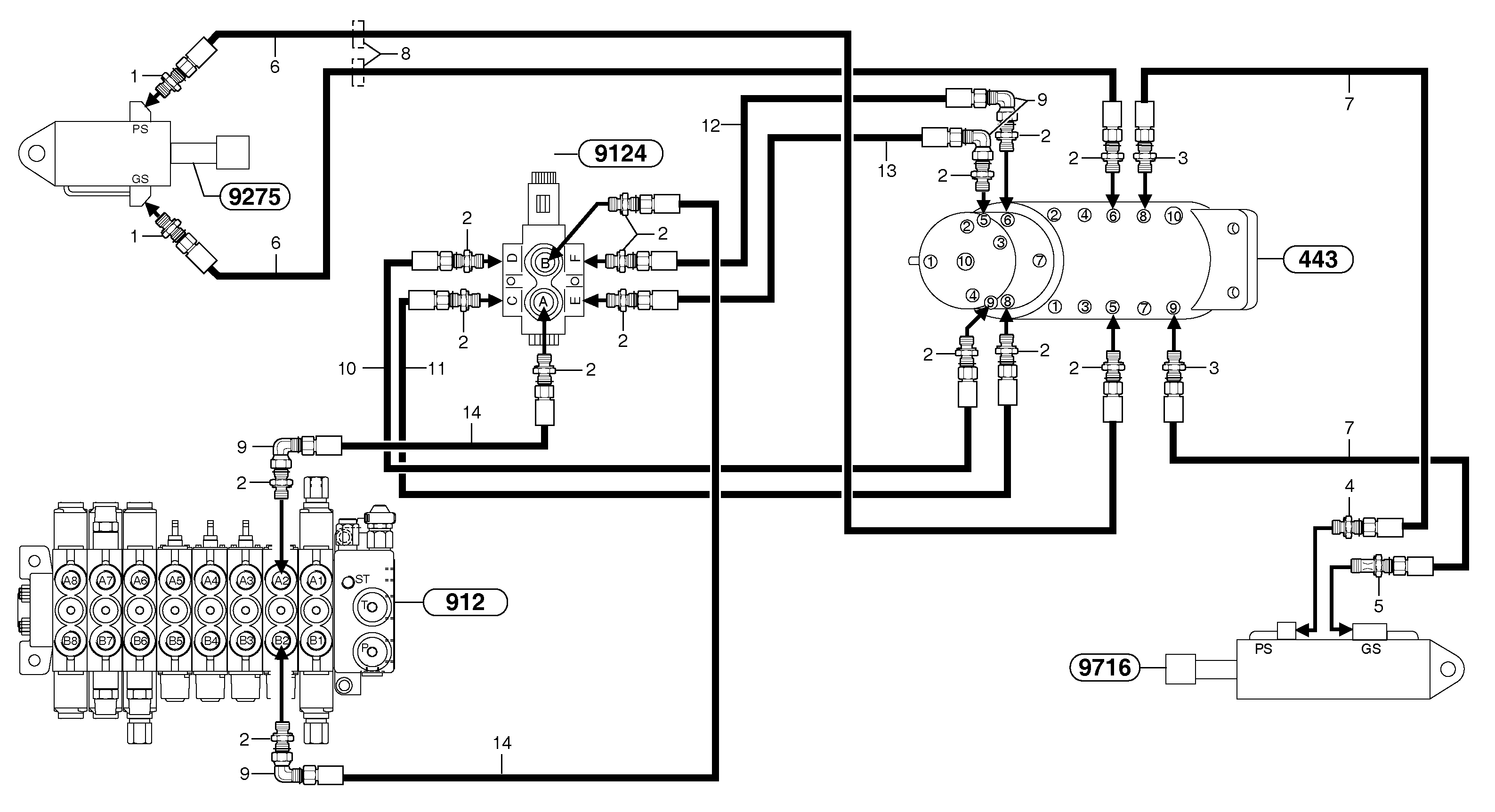 Hydr. circuit. ( dozer blade ) variable track — volvo parts diagram