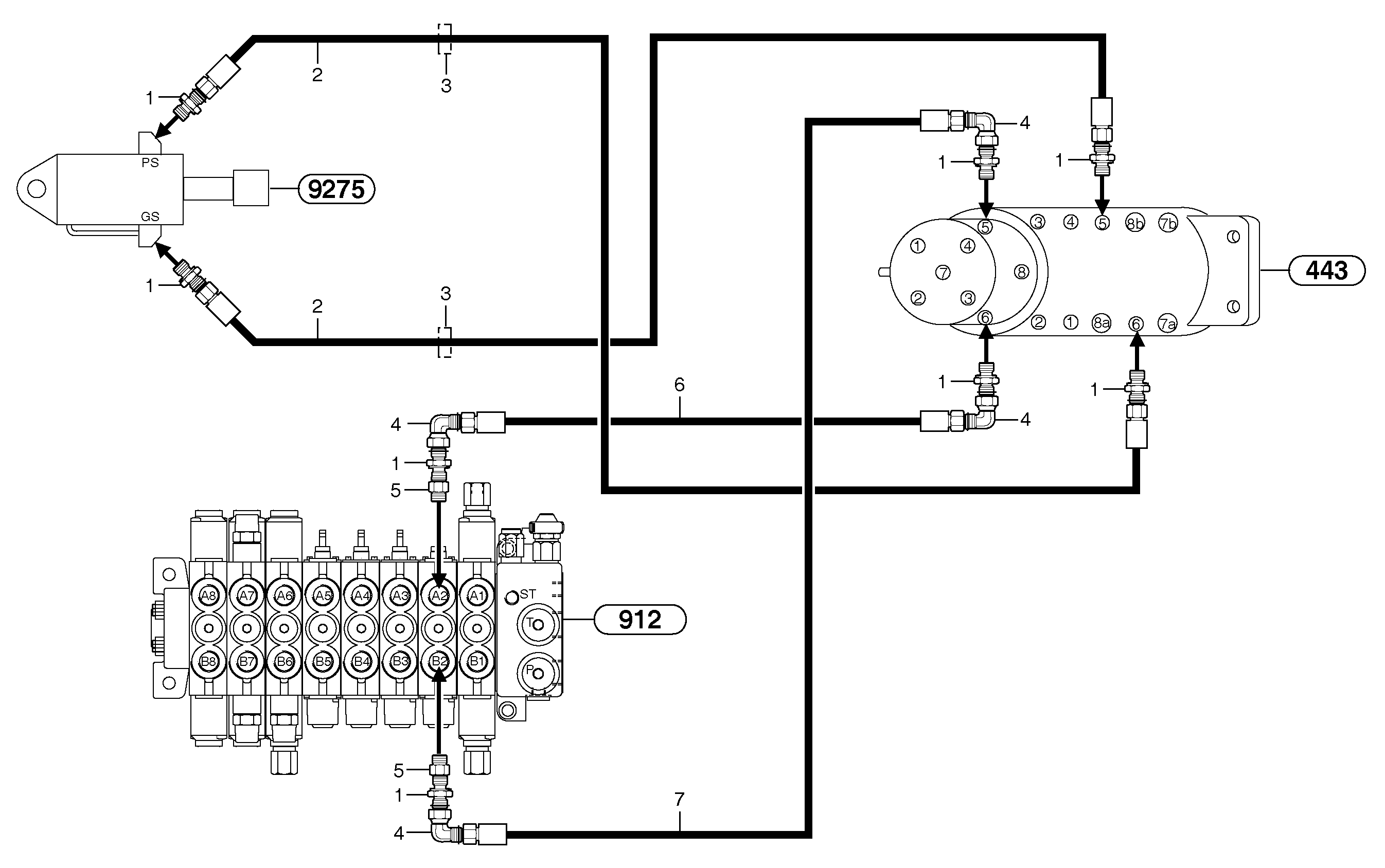Hydr. circuit. ( dozer blade ) — volvo parts diagram