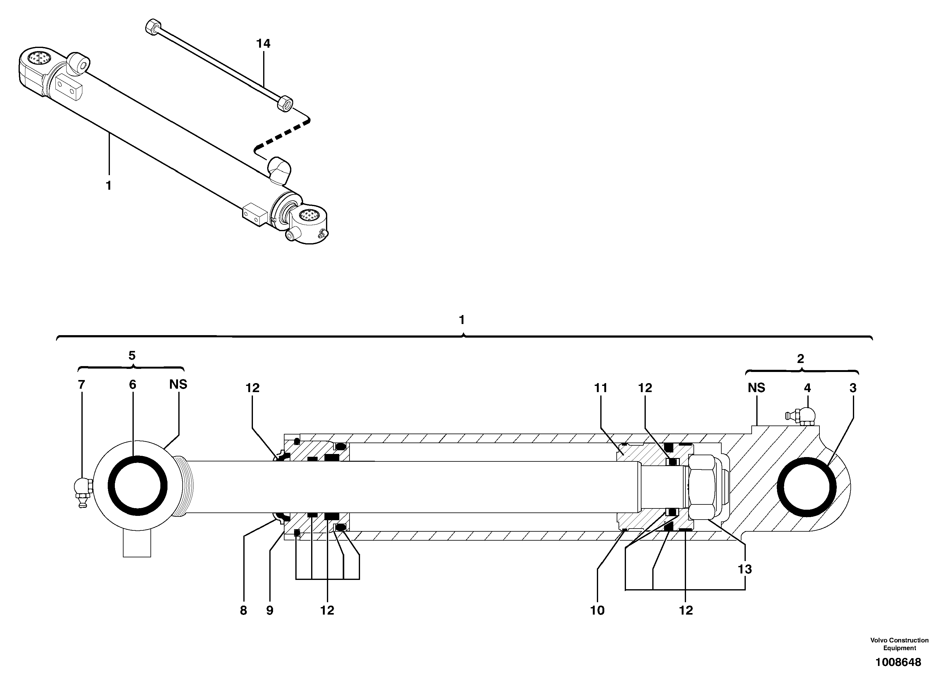 Boom cylinder  S/N60176 — volvo parts diagram
