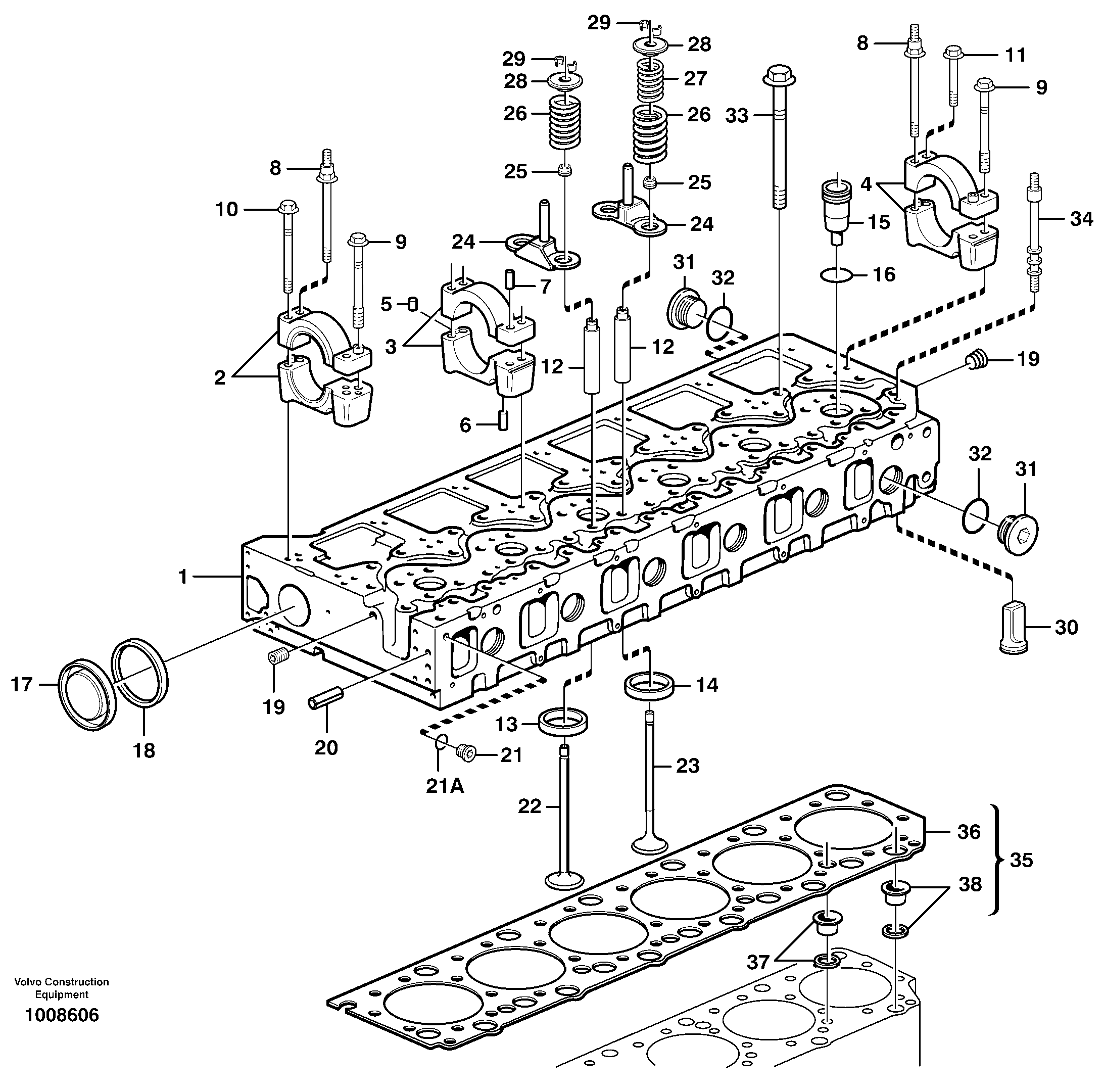 Cylinder head — volvo parts diagram