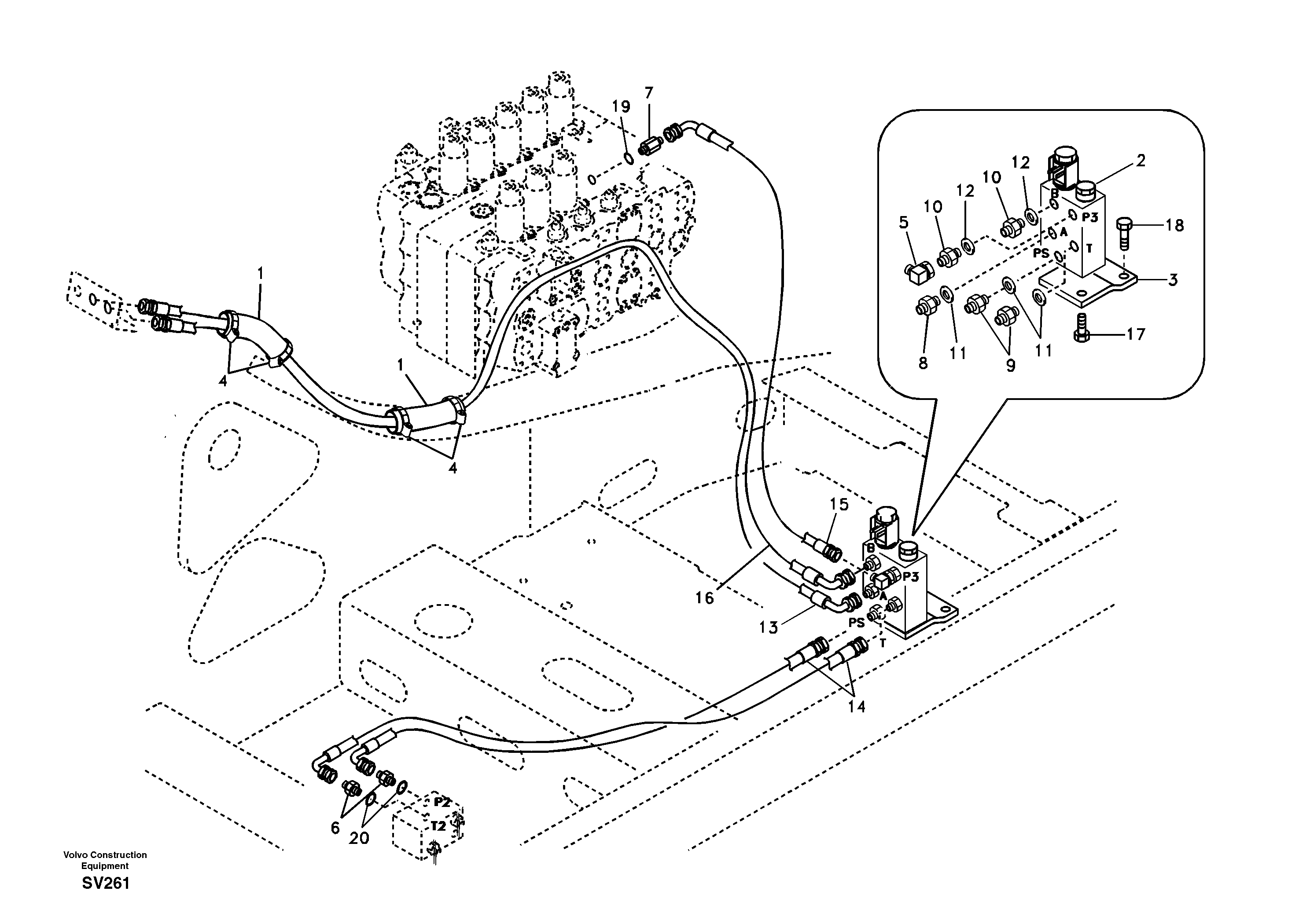 Working hydraulic, quick fit on upper frame — volvo parts diagram