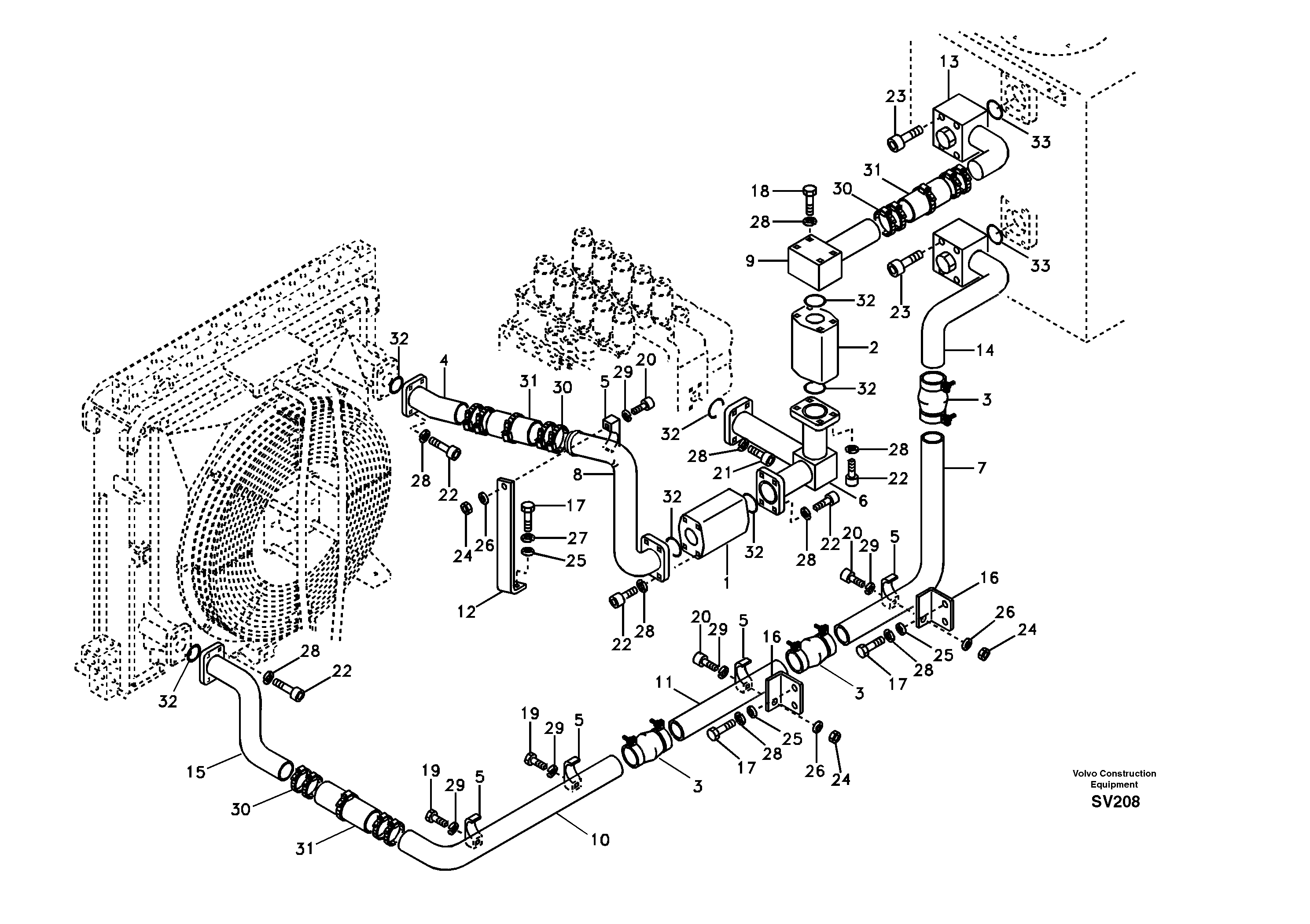 Hydraulic system, hydraulic tank to hydraulic pump — volvo parts diagram