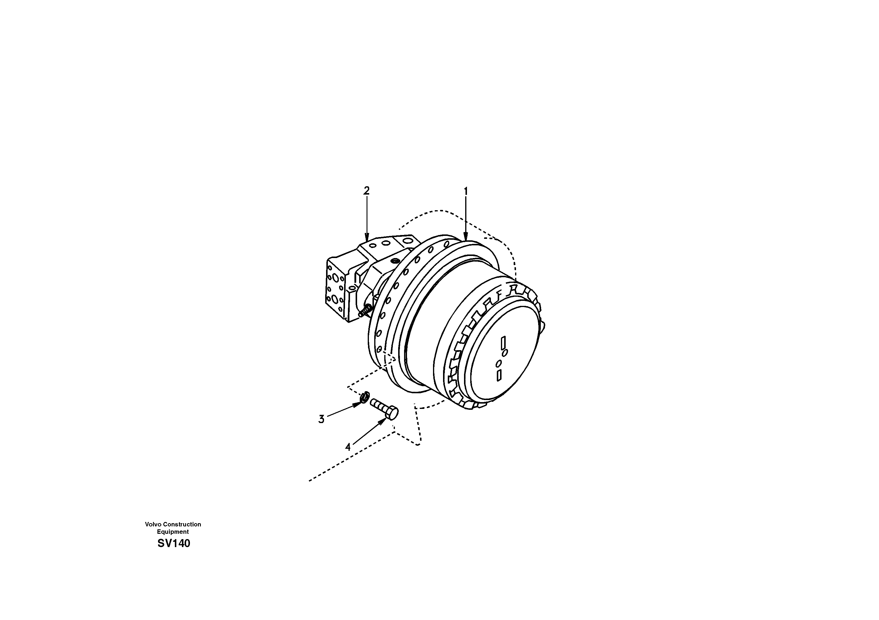 Travel motor with mounting parts — volvo parts diagram