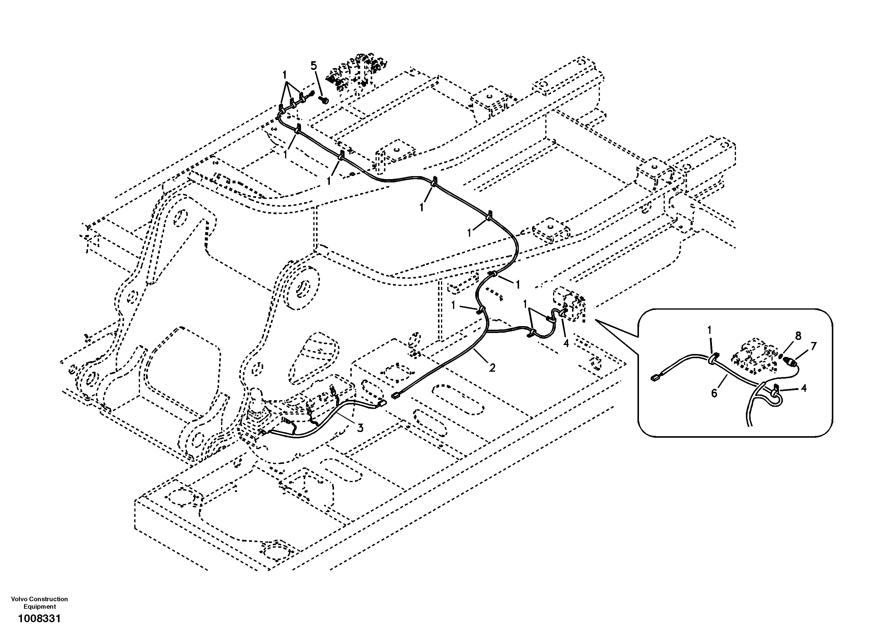 Cable and wire harness for clamshell bucket — volvo parts diagram