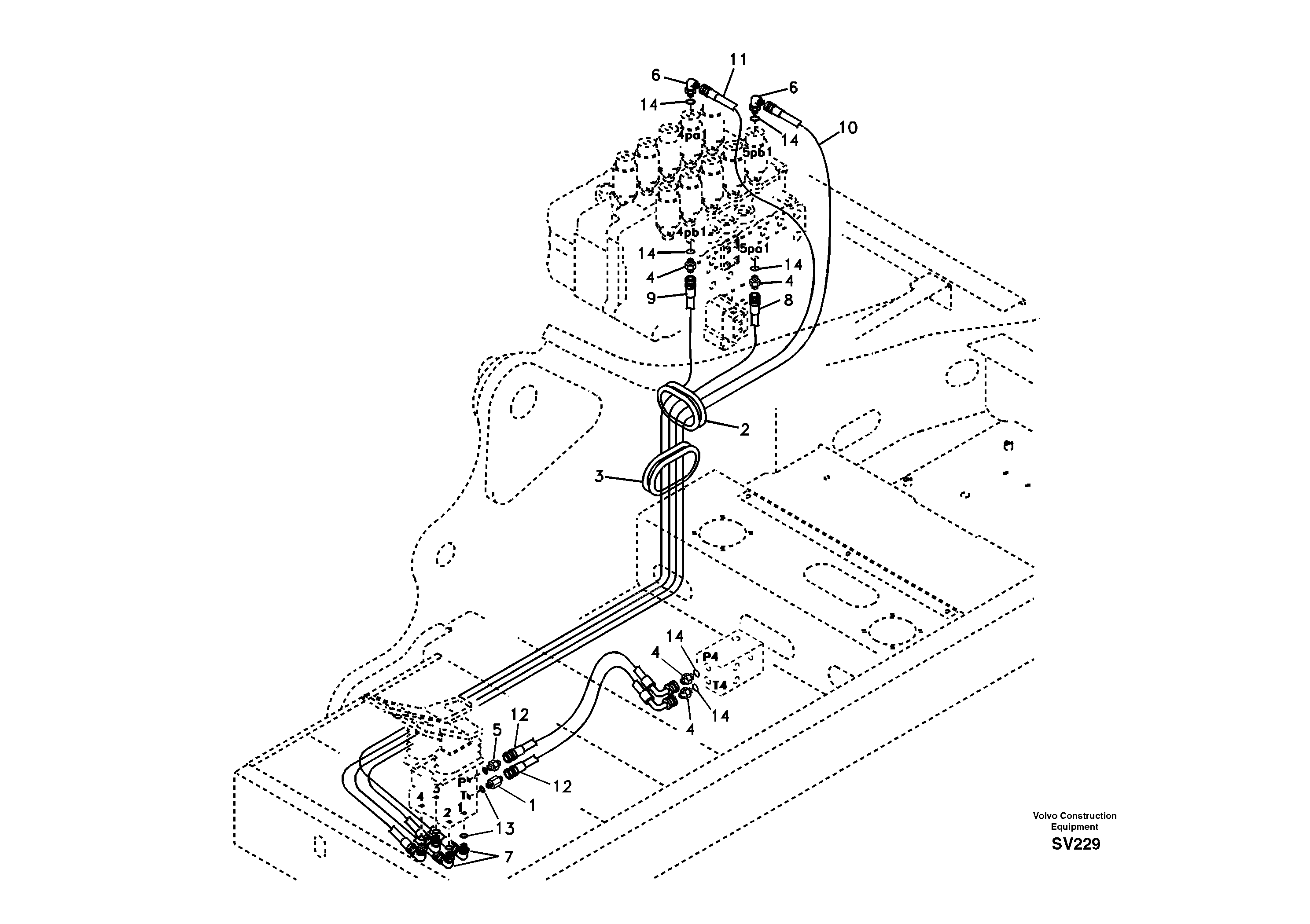 Servo system, control valve to remote control valve pedal — volvo parts diagram