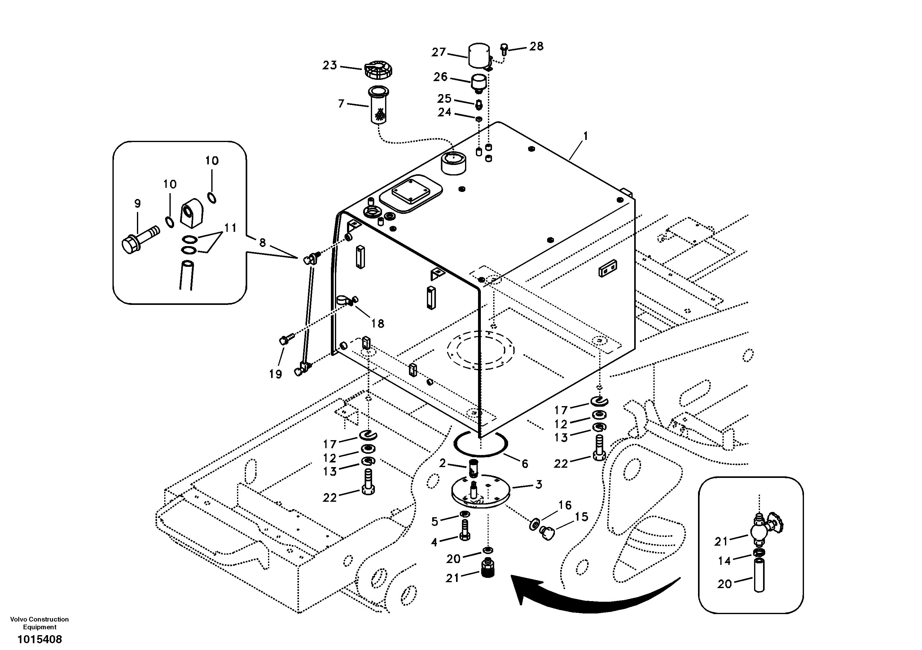 Fuel tank with fitting parts — volvo parts diagram