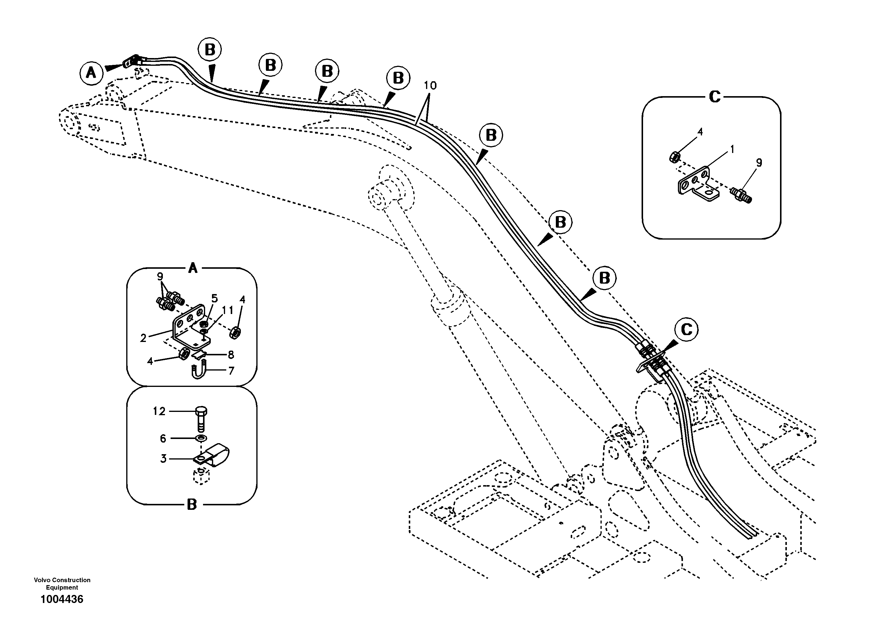 Working hydraulic, slope and rotator on boom — volvo parts diagram