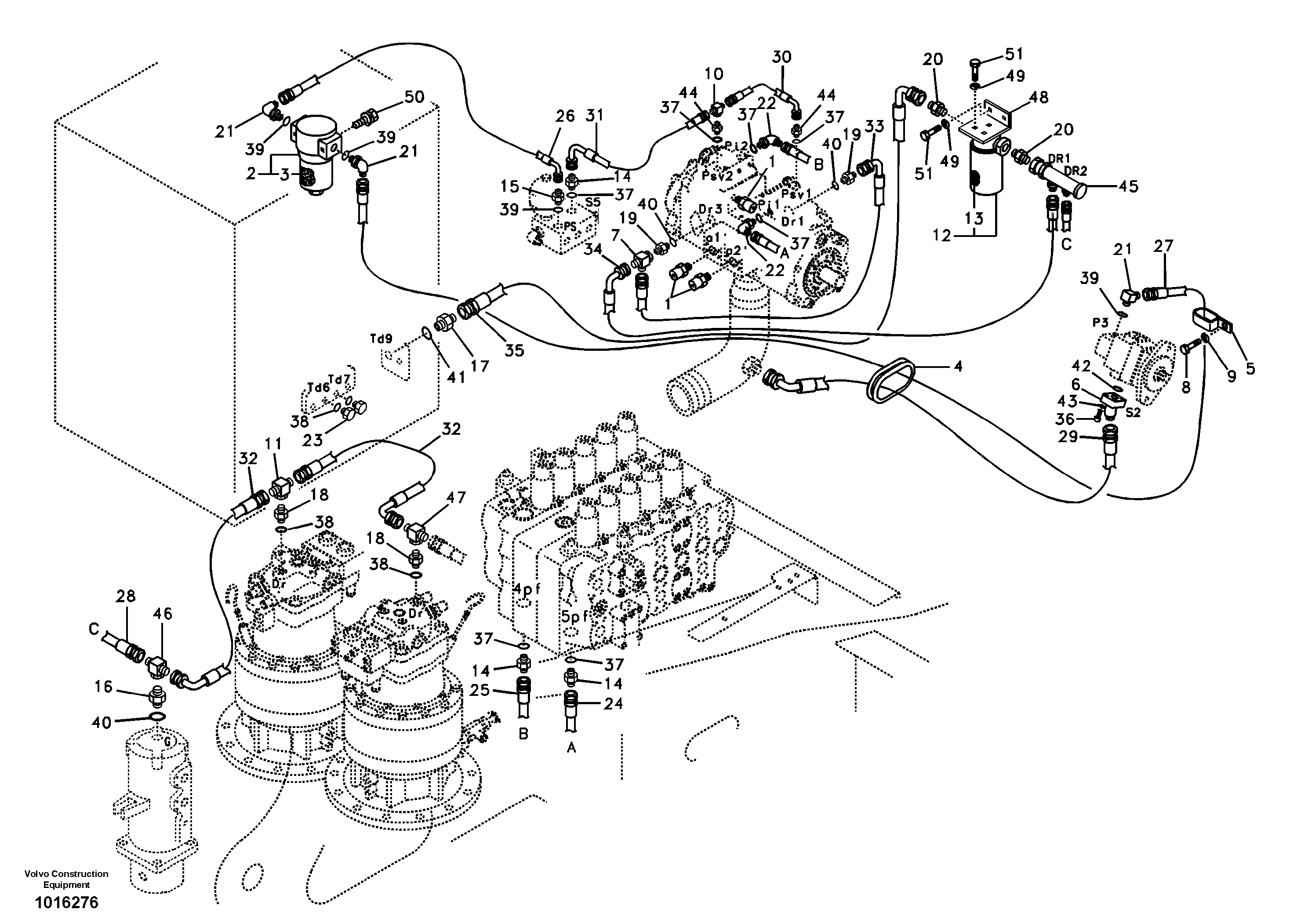 Servo system, pump piping and filter mount. — volvo parts diagram