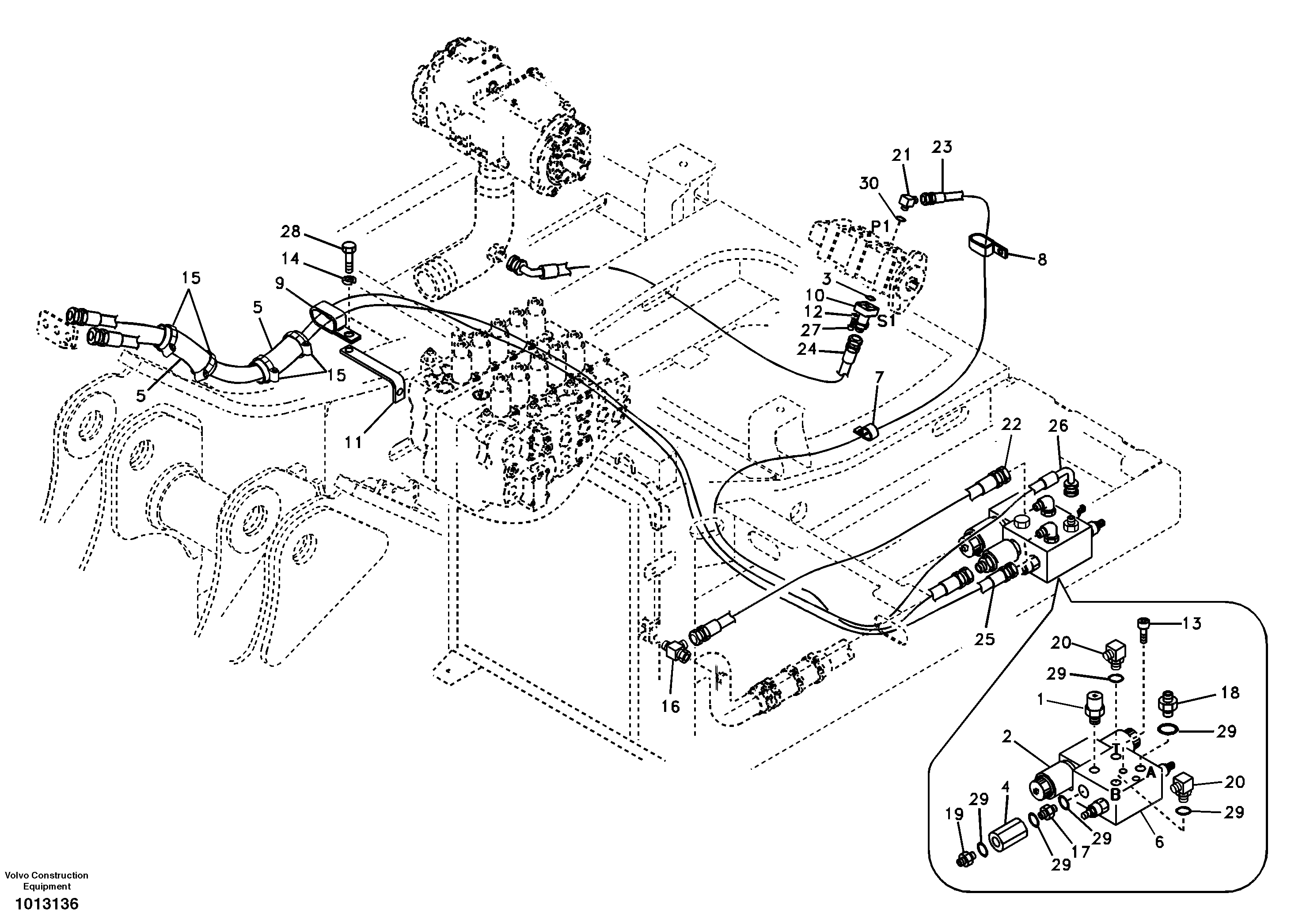 Working hydraulic, slope and rotator on upper frame — volvo parts diagram