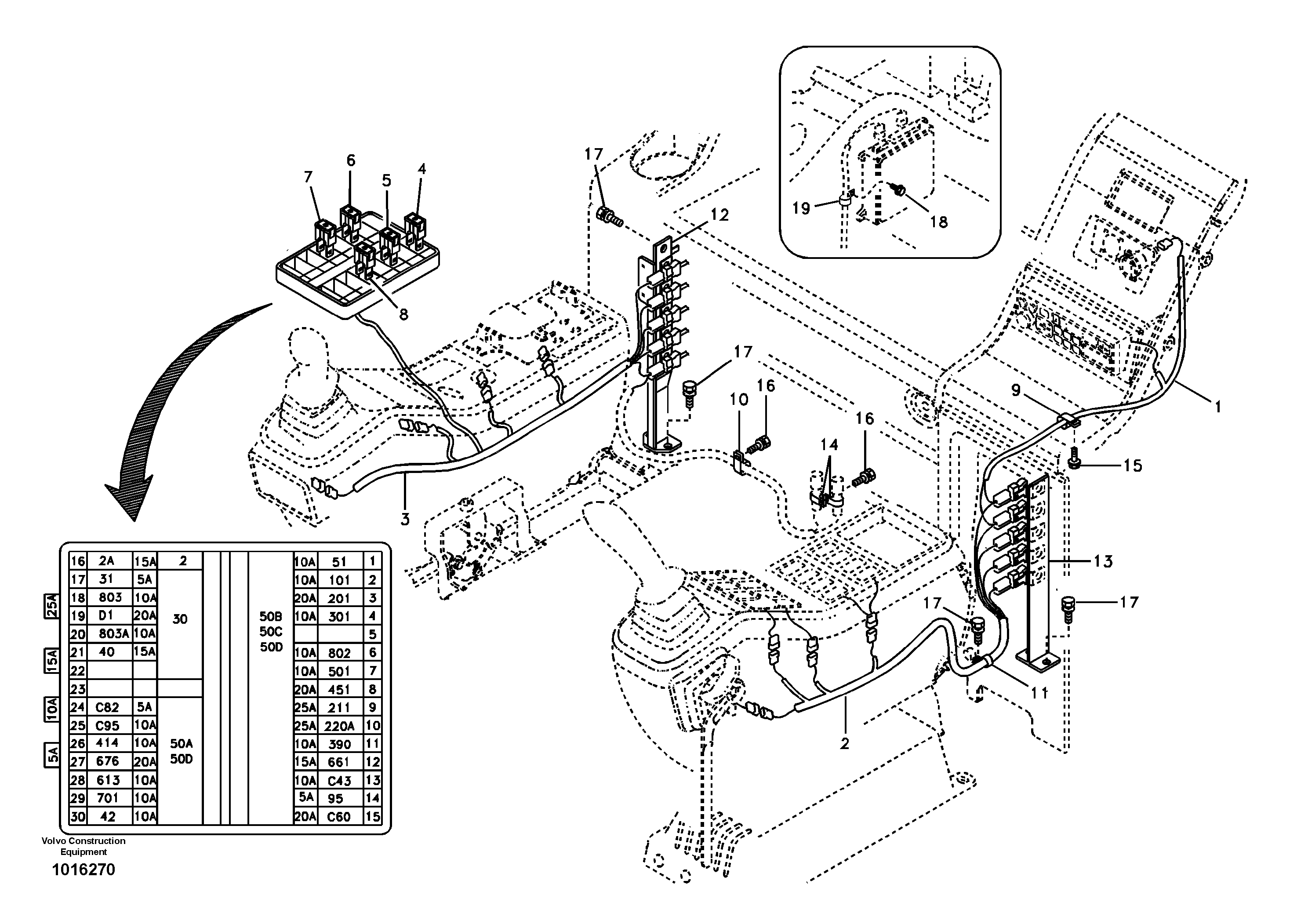 Cable and wire harness, instrument panel — volvo parts diagram