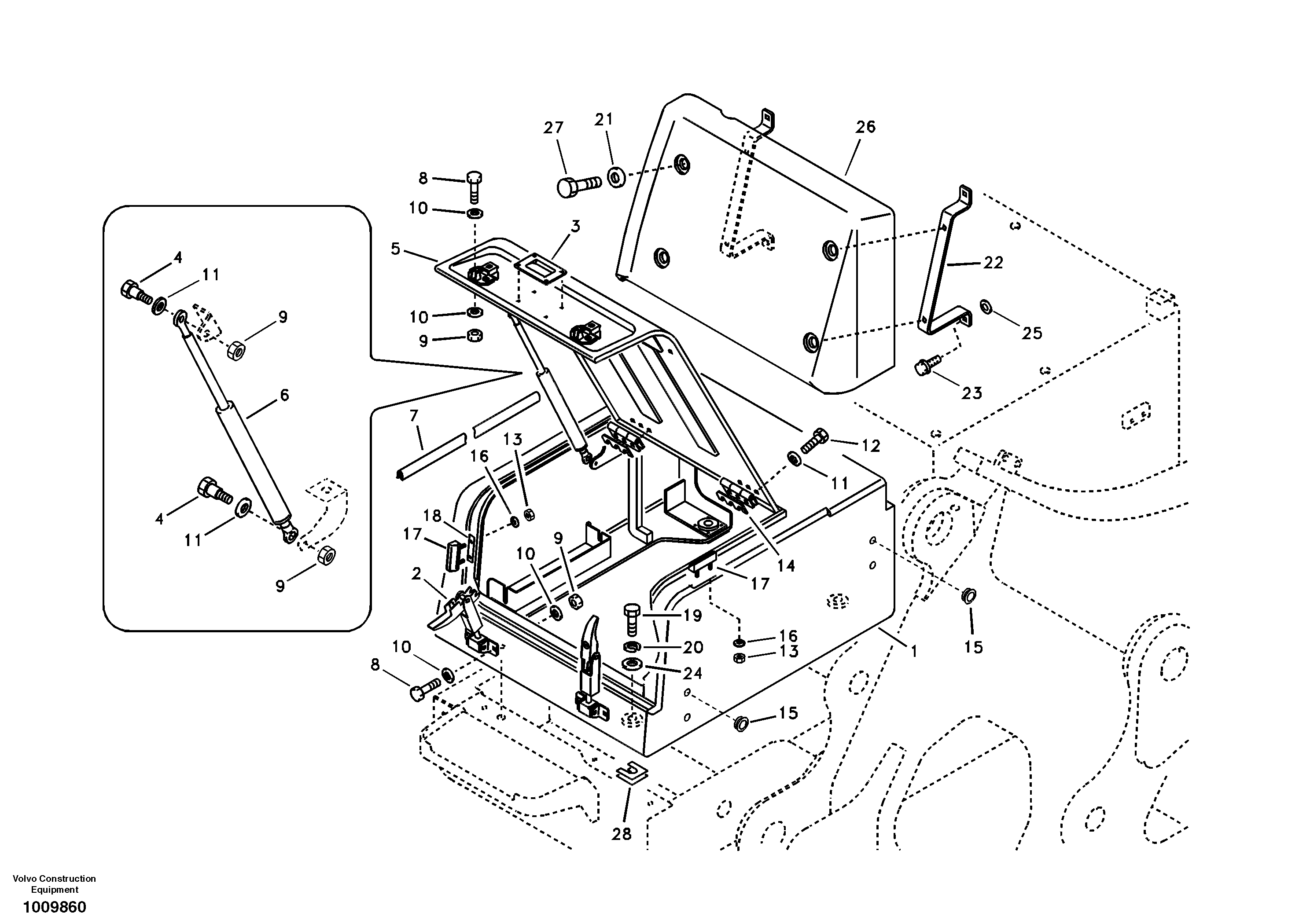 Tool box, cowl — volvo parts diagram