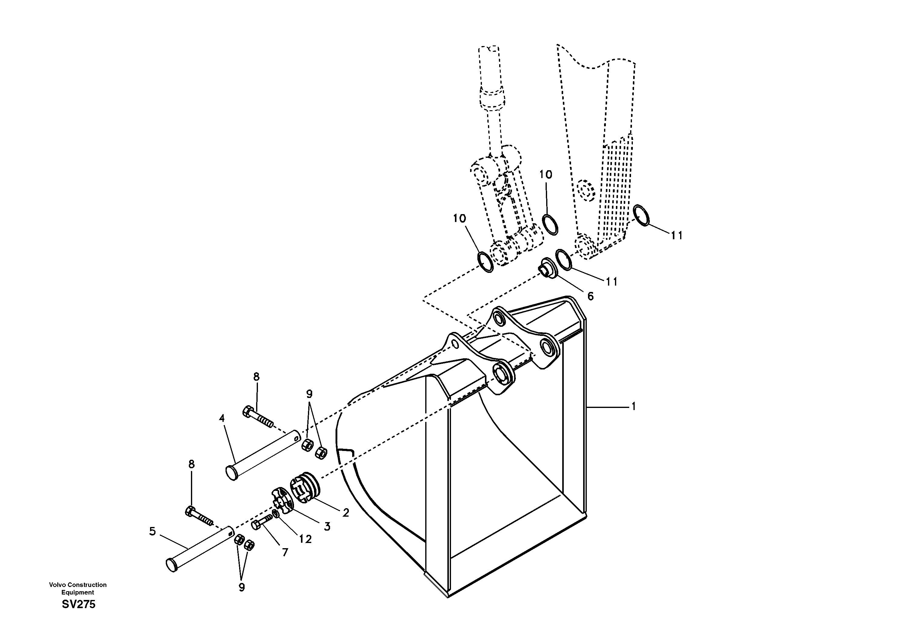 Buckets for long reach — volvo parts diagram