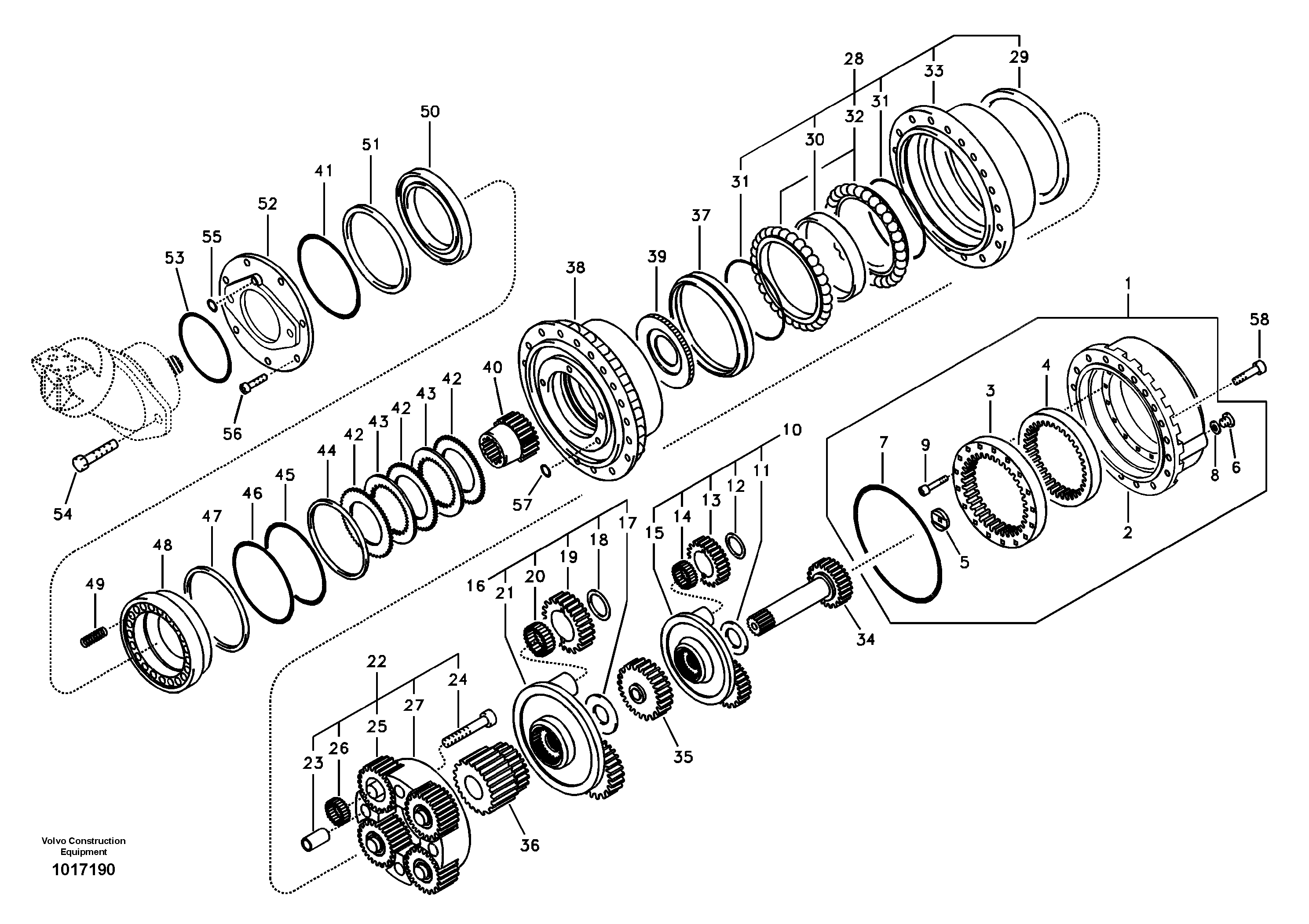 Travel gearbox — volvo parts diagram
