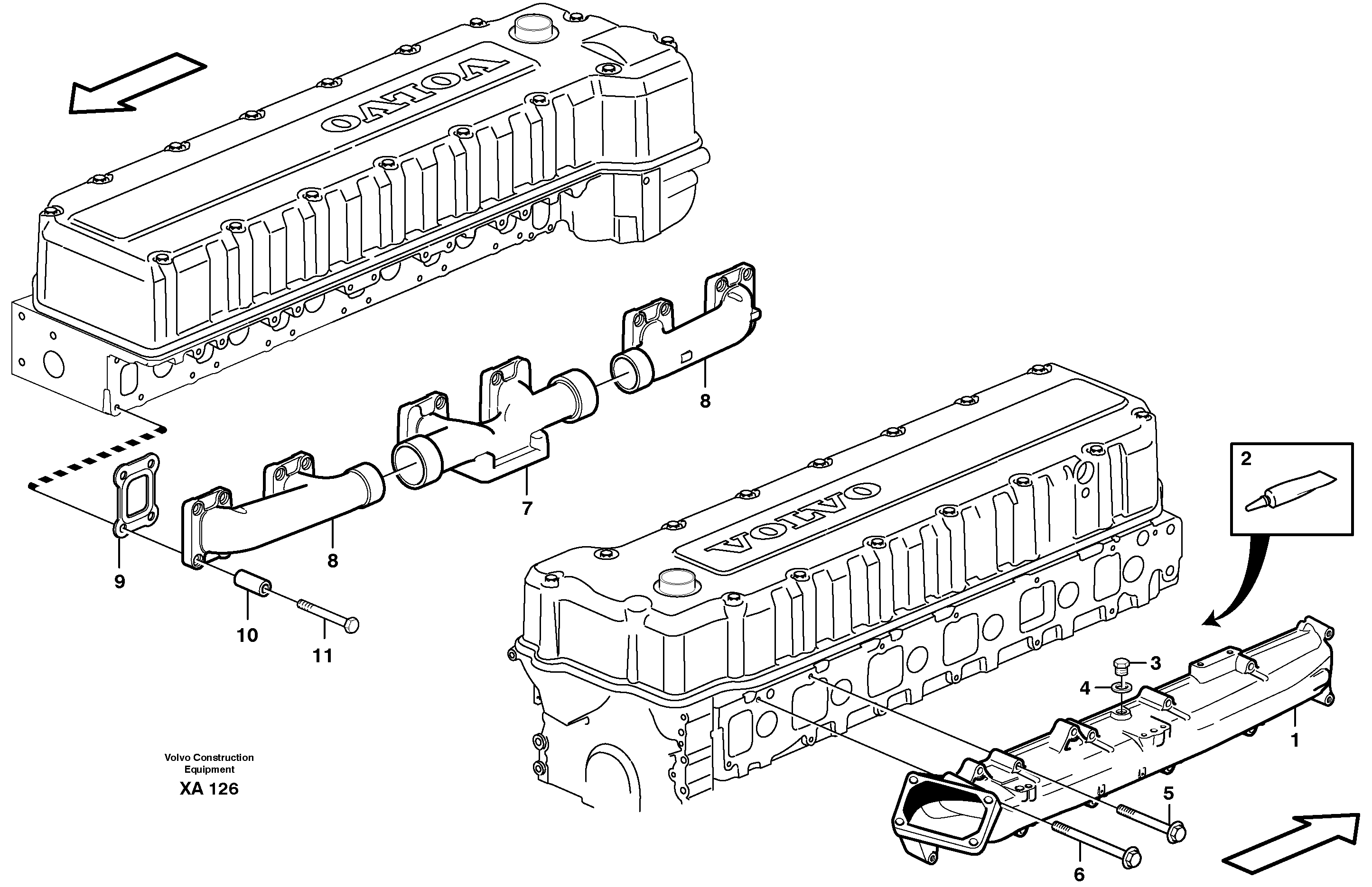 Inlet manifold and exhaust manifold — volvo parts diagram