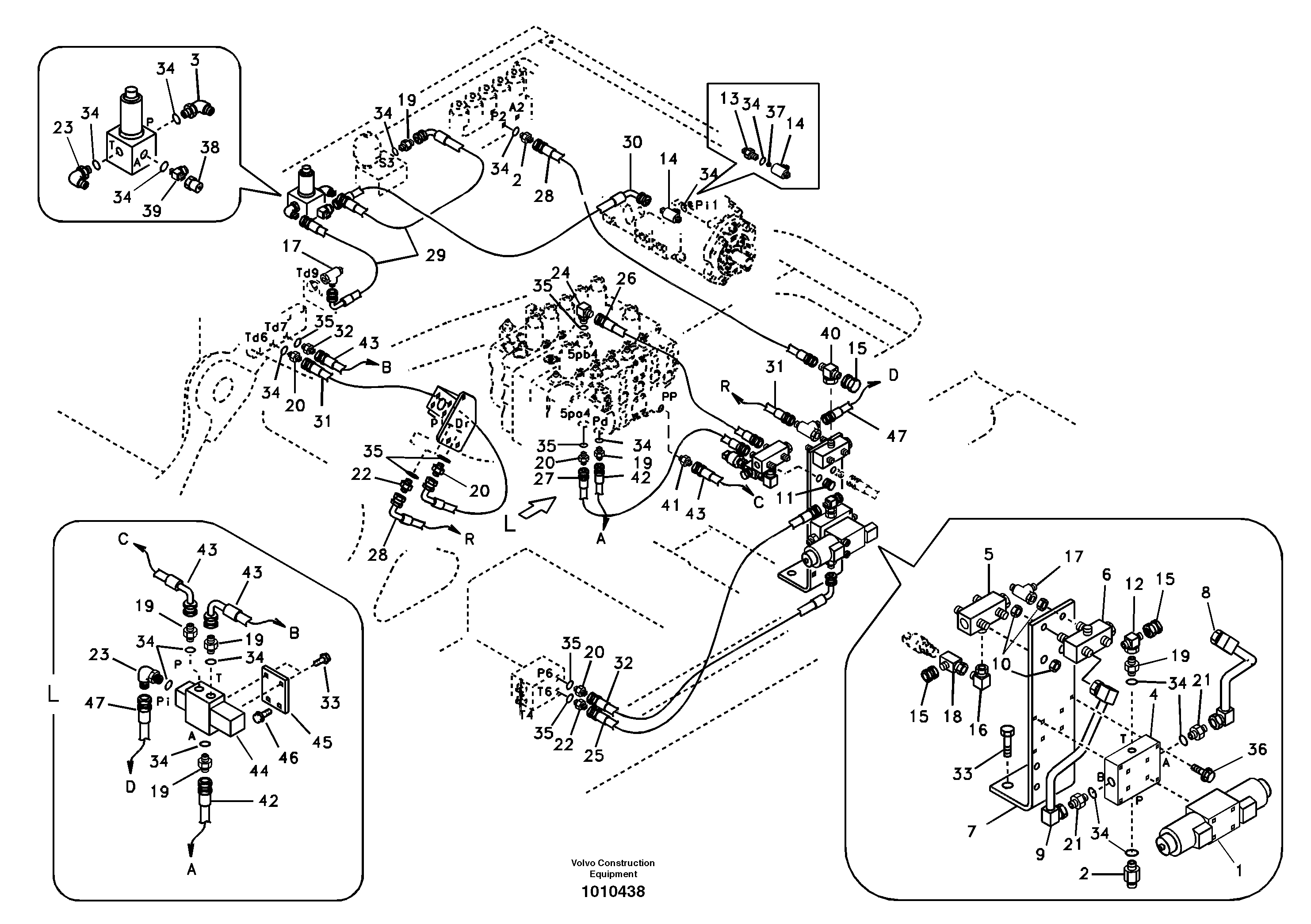 Working hydraulic, hammer and shear for 1st pump flow — volvo parts diagram