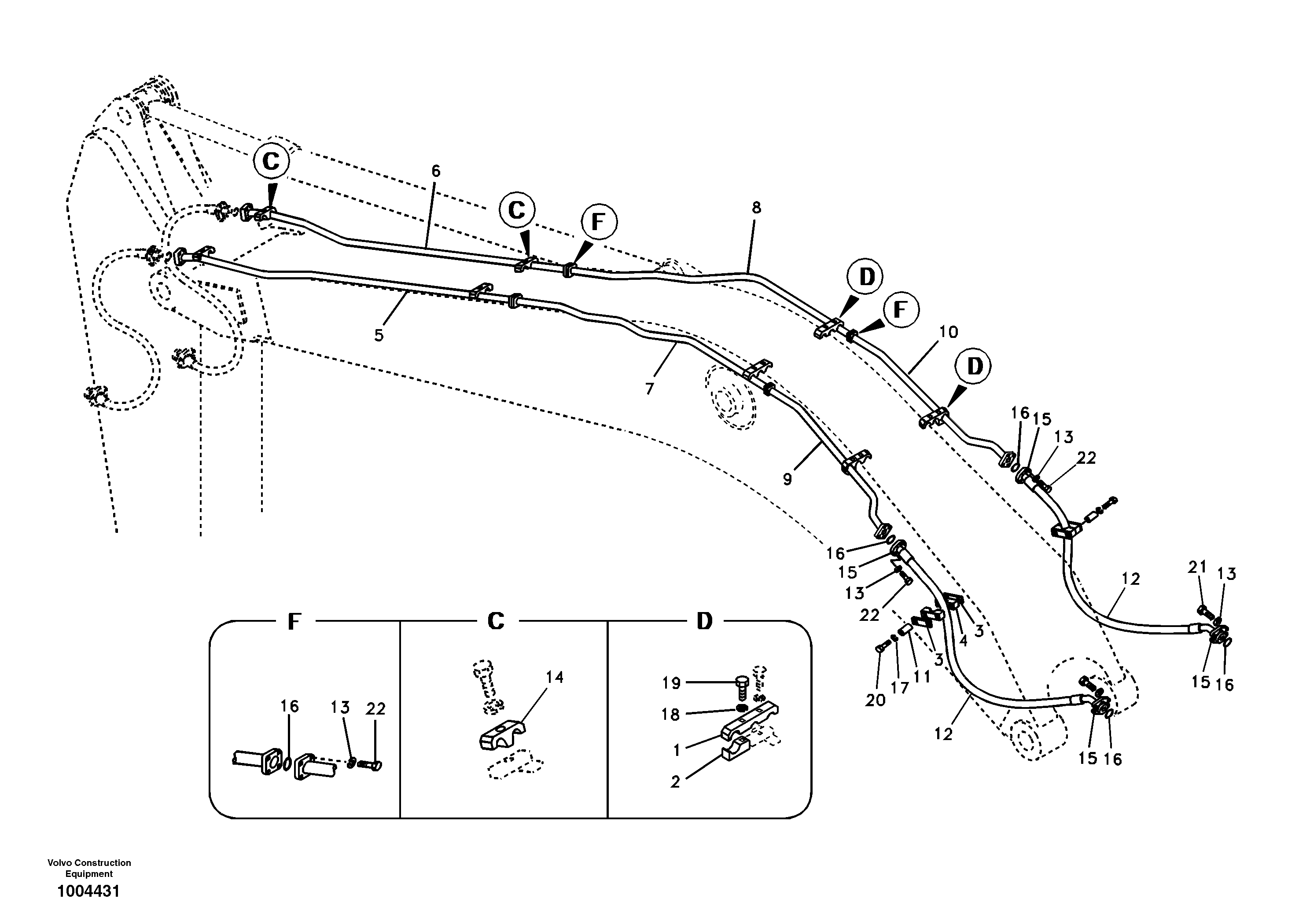 Working hydraulic, hammer and shear for boom — volvo parts diagram