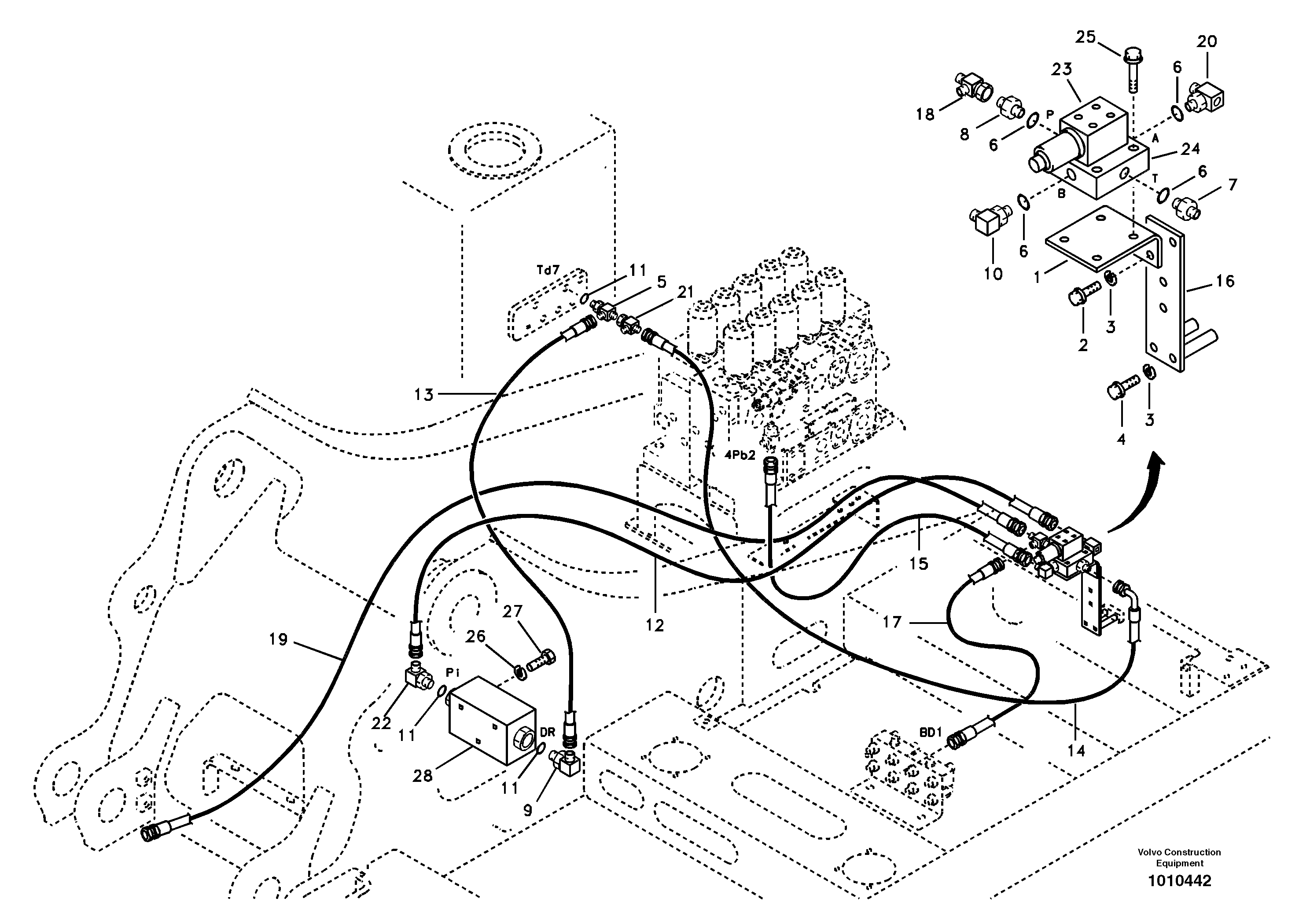 Servo system, control valve to solenoid valve — volvo parts diagram