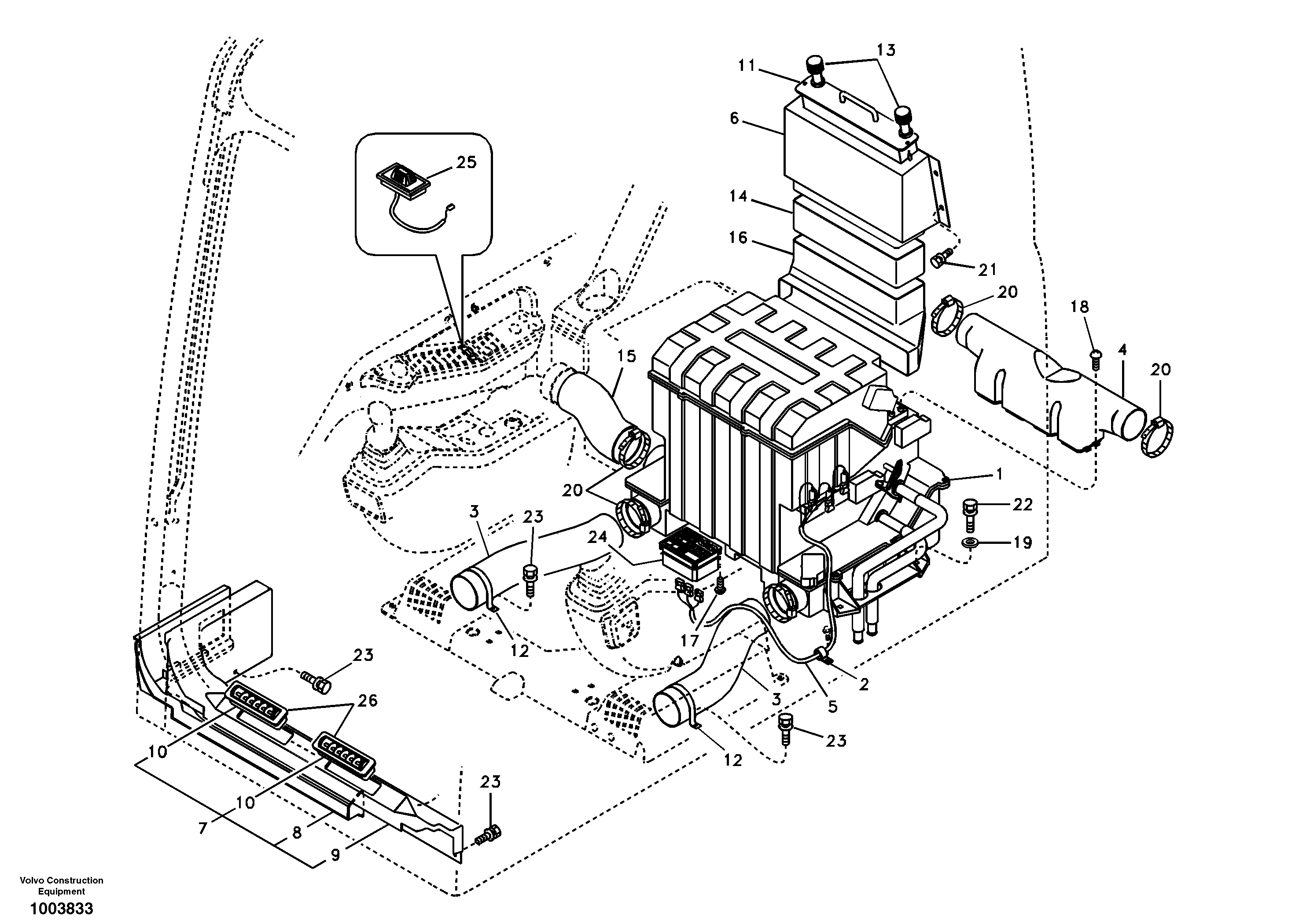 Air duct in cabin and cabin floor — volvo parts diagram