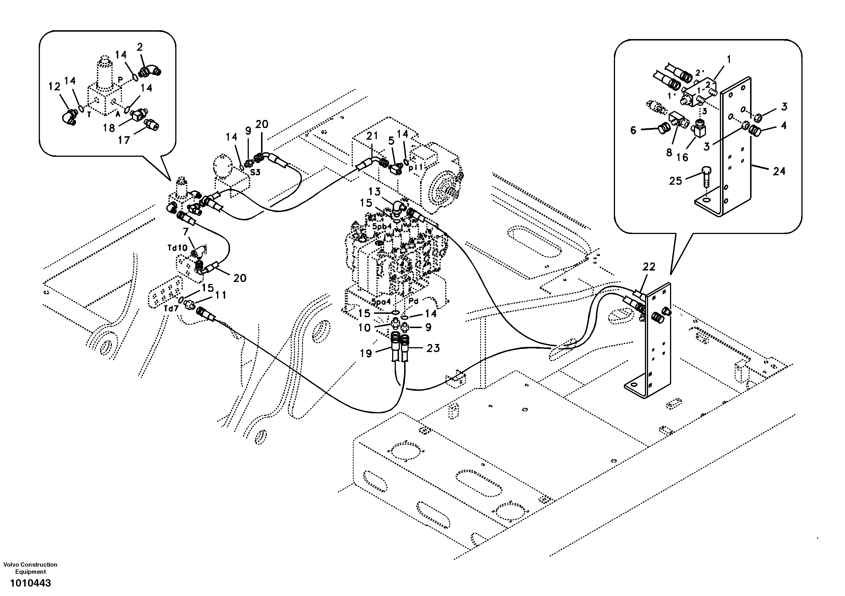 Working hydraulic, hammer and shear for 1st pump flow — volvo parts diagram