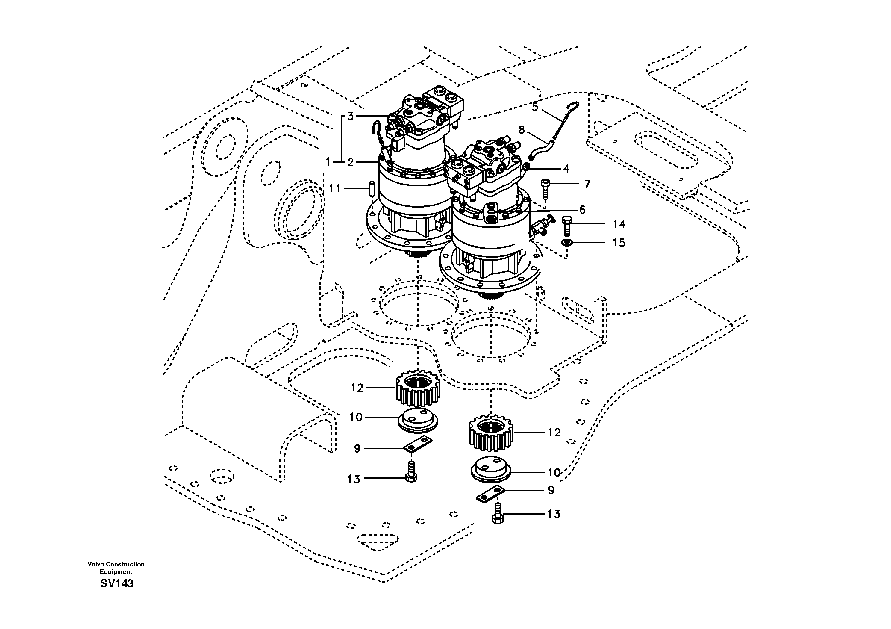 Swing motor with mounting parts — volvo parts diagram