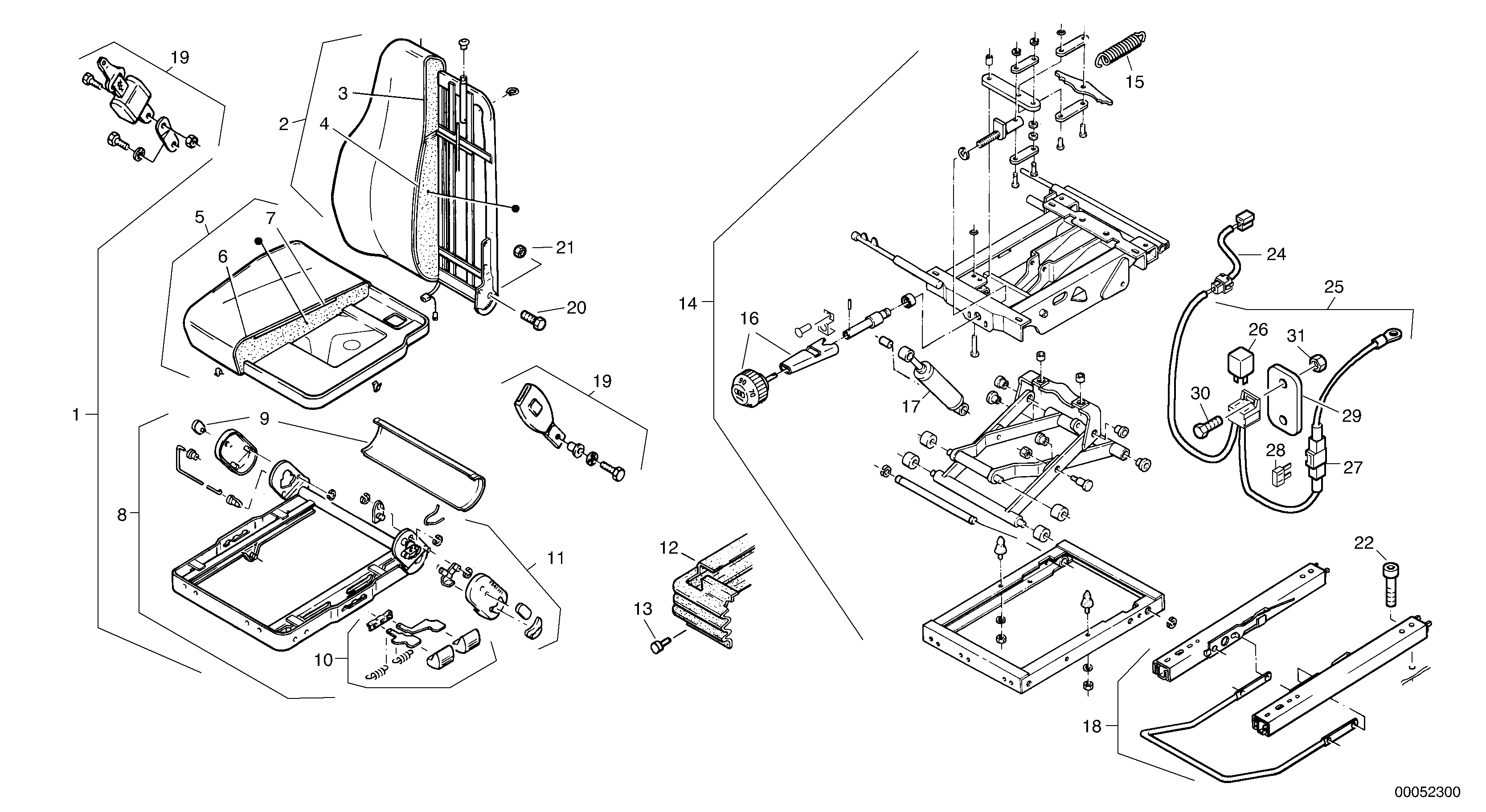 Driver's seat, to be heated — volvo parts diagram