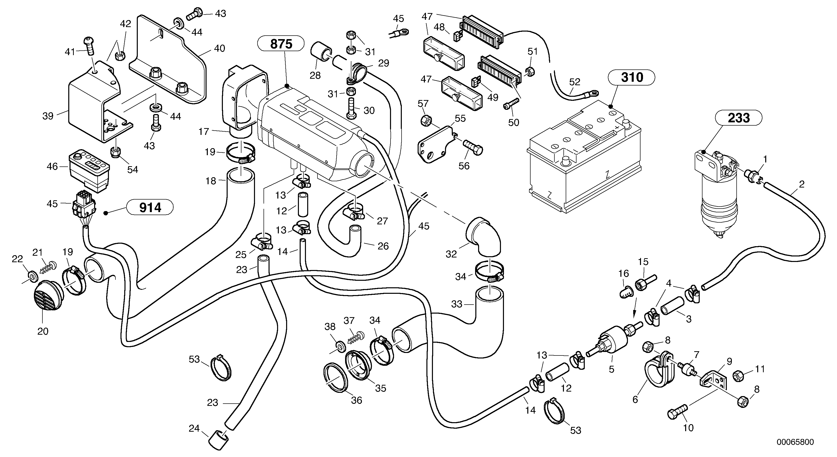 Heater - Assembly, D1 — volvo parts diagram