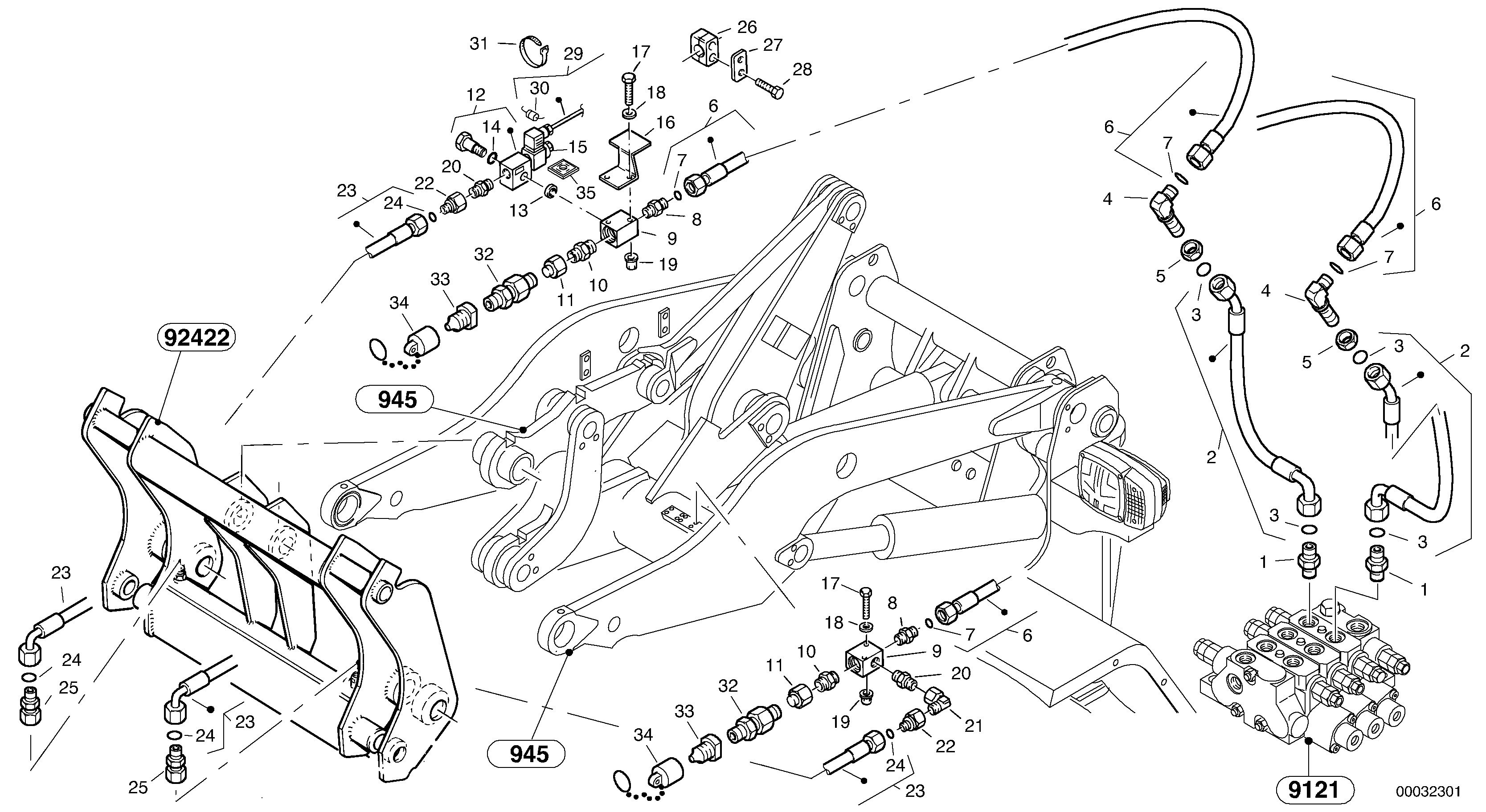 Lines to attachment mounting plate - TPV — volvo parts diagram