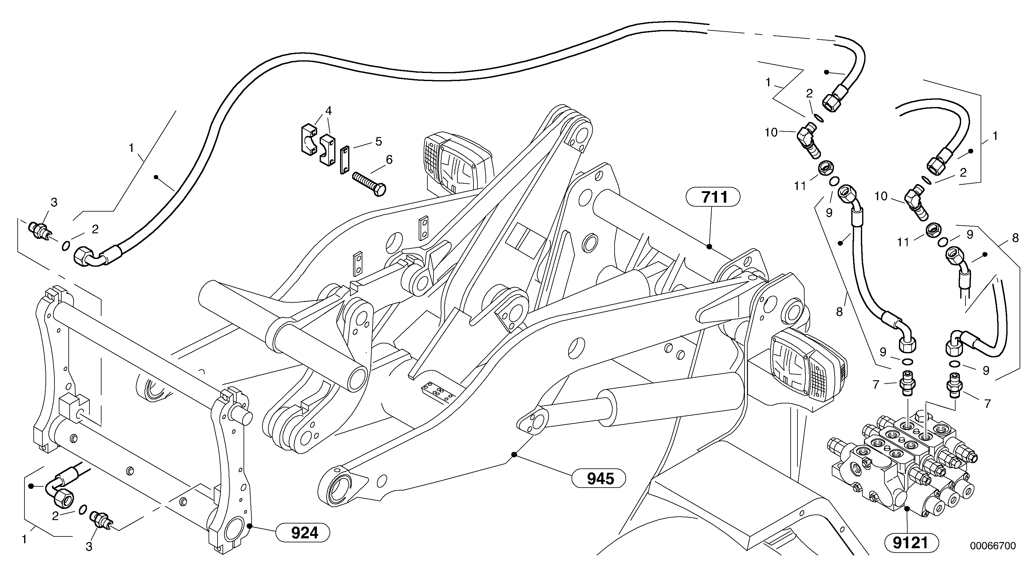 Lines to attachment mounting plate - TPZ — volvo parts diagram