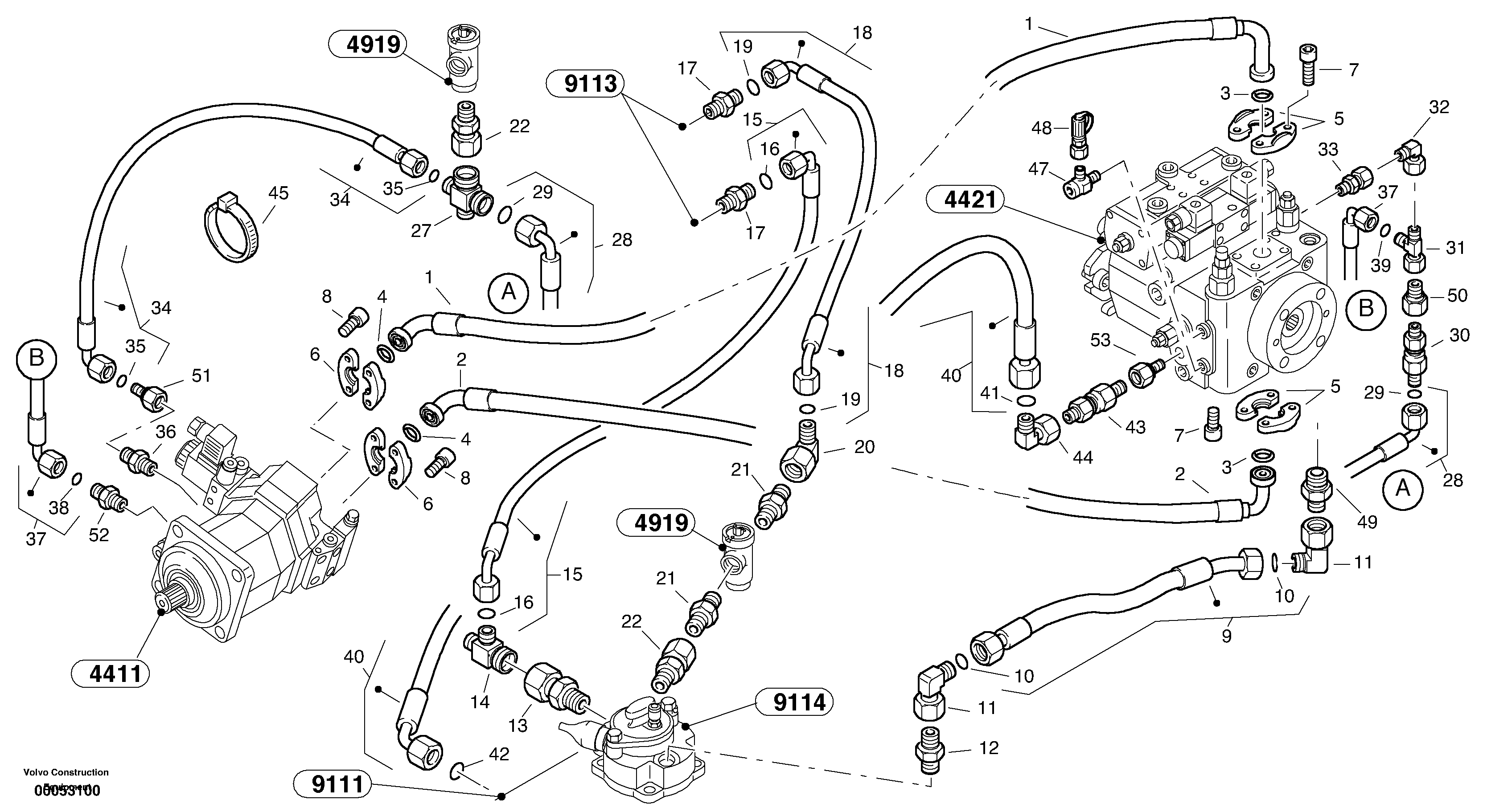 Lines - hydrostatic drive — volvo parts diagram