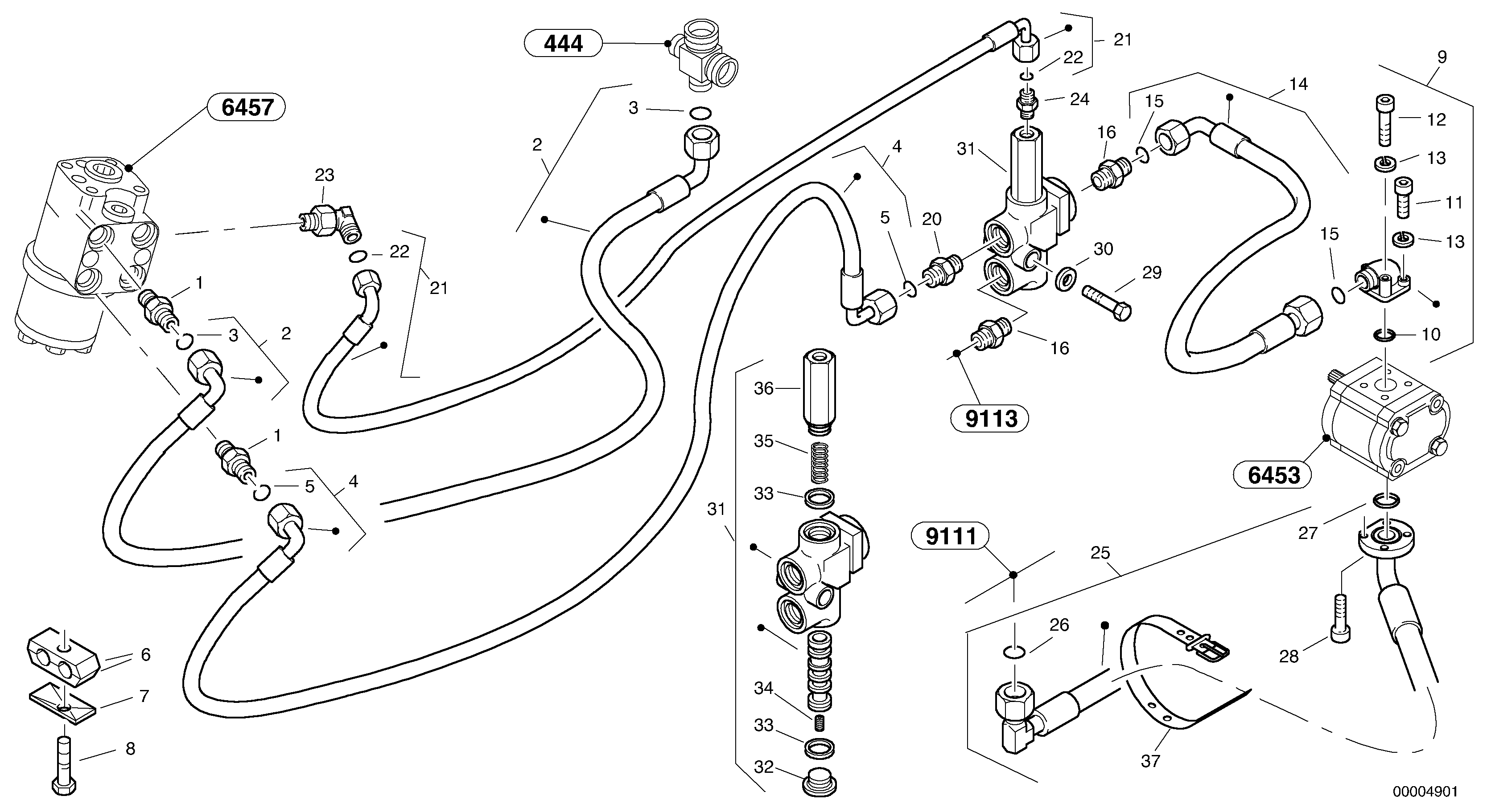 Steering-hydraulic equipment - rear vehicle — volvo parts diagram